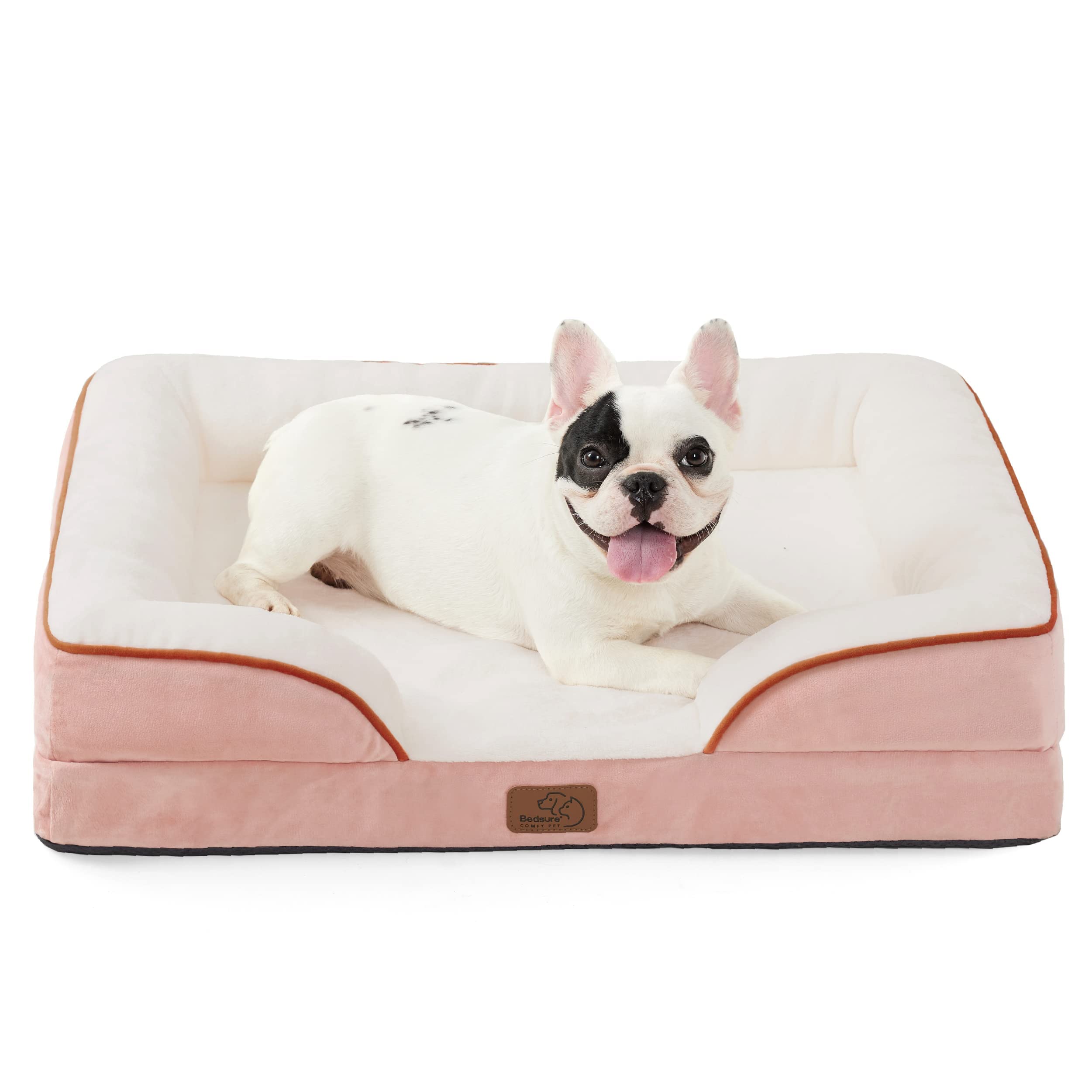Bedsure Orthopedic Dog Bed - Washable Bolster Dog Cat Sofa Beds, Supportive Foam Pet Couch Bed with Removable Washable Cover, Waterproof Lining and Nonskid Bottom