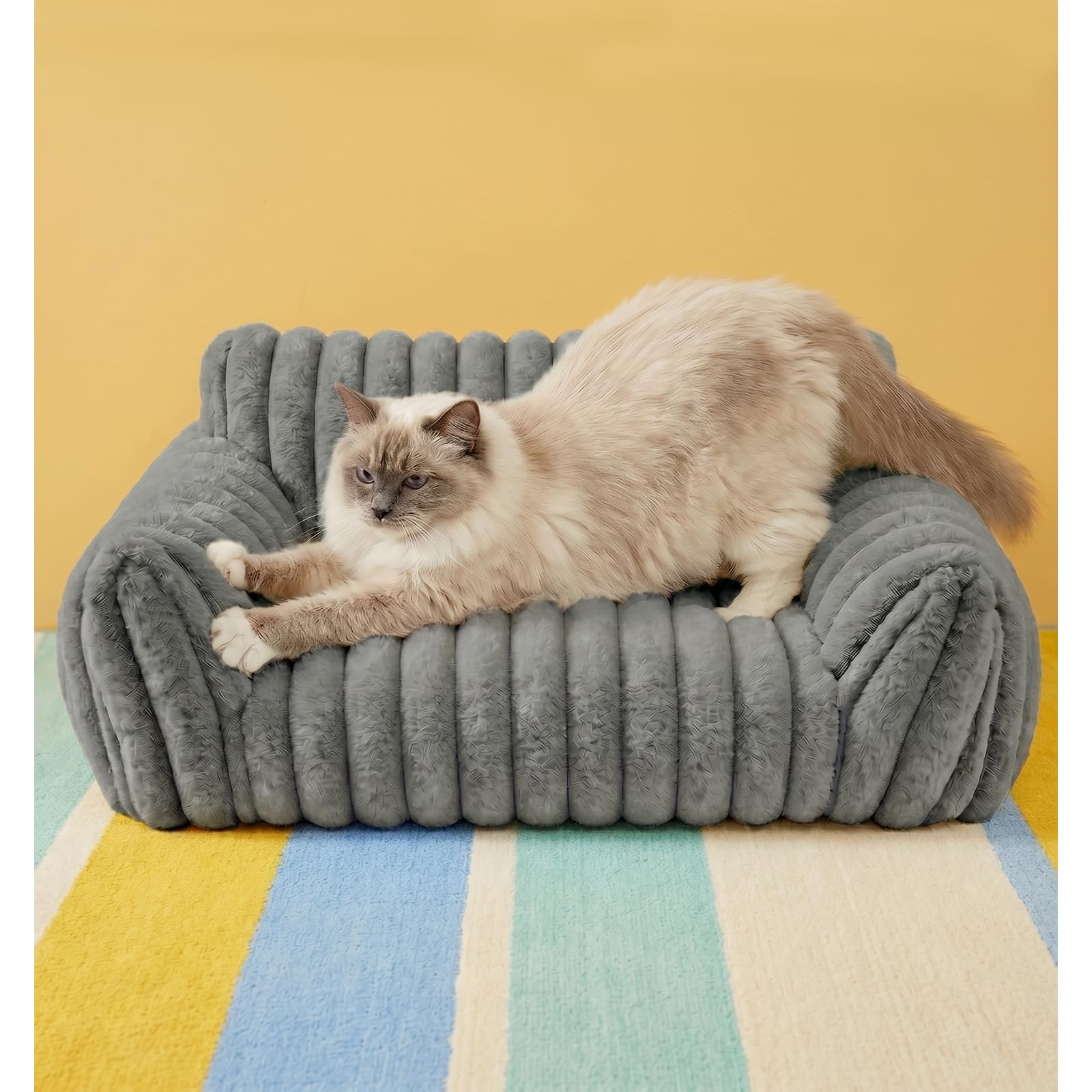 Norvianic Cat Couch Bed for Small Cats & Indoor Cats, Square Cat Bed and Pet Sofa for Small/Medium Dogs - Removable Washable Dog Bed Cover