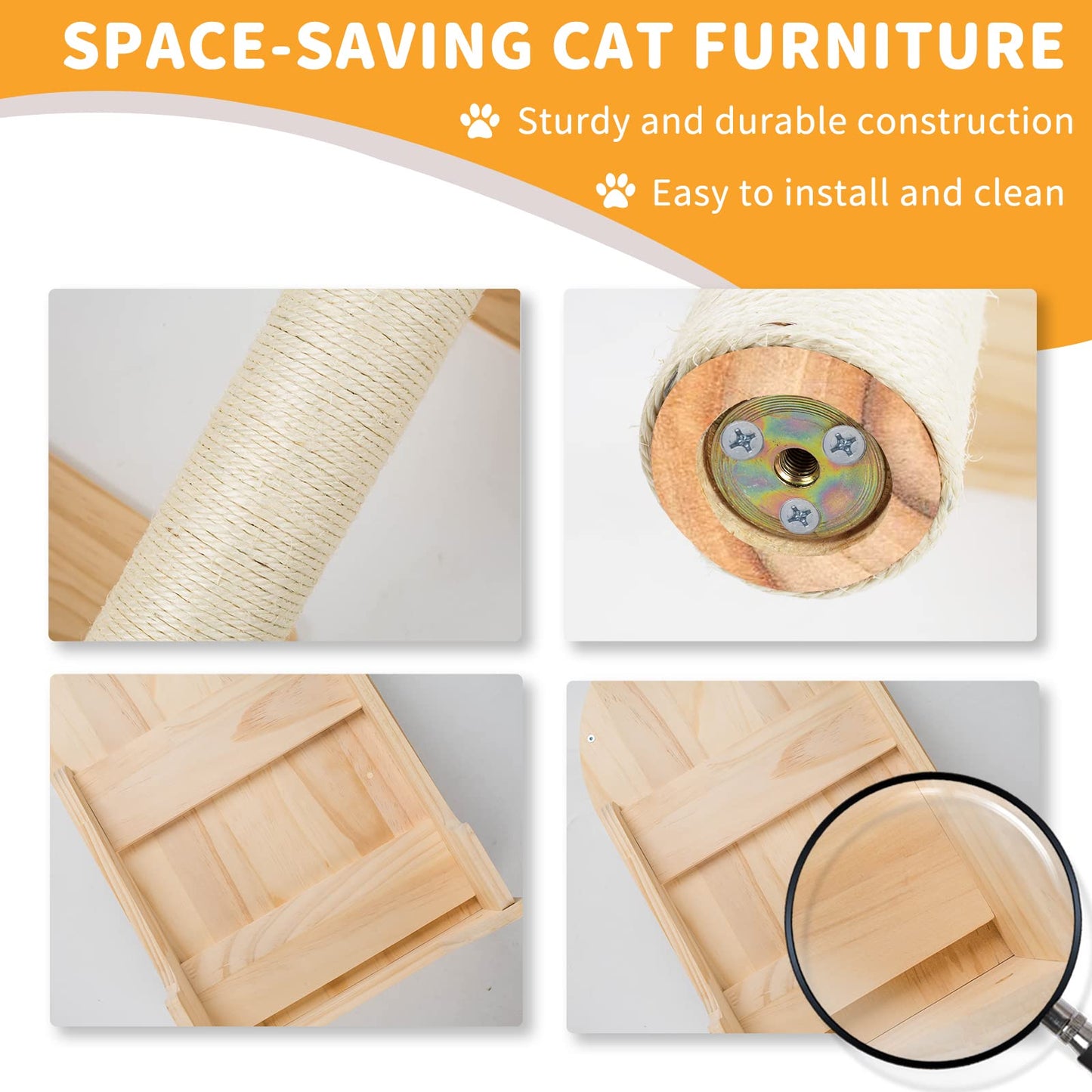 Wall Mounted Cat Shelves Perches Furniture Set Climbing