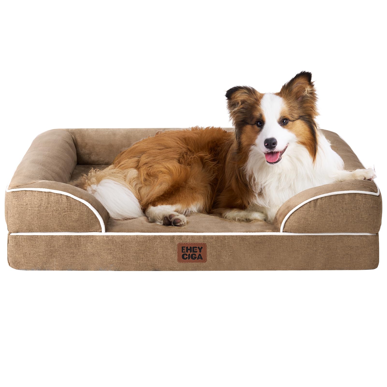 EHEYCIGA Orthopedic Dog Beds for Medium Large Extra Large Dogs, Waterproof Memory Foam XL Dog Bed with Sides, Egg-Crate Foam Couch Bed with Washable Removable Cover