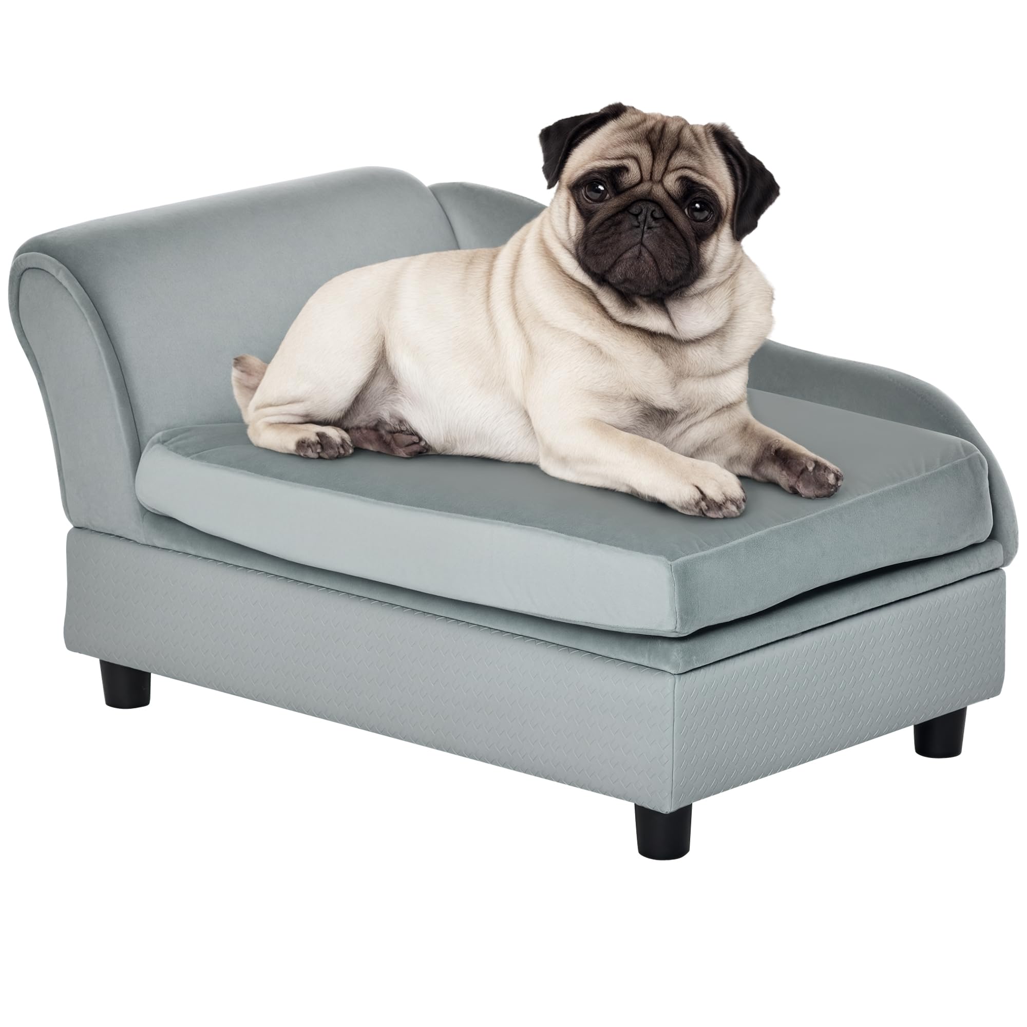PawHut Luxury Fancy Dog Couch with Hidden Storage, Small Dog Sofa Bed with 2" Soft Foam, Modern Pet Furniture for Puppies & Little Breeds