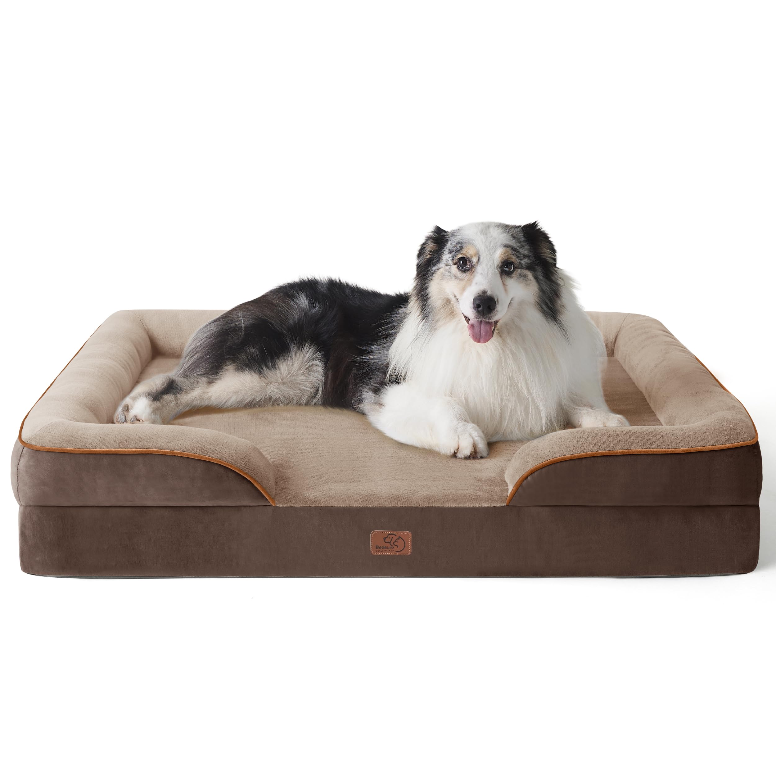 Bedsure Orthopedic Dog Bed - Washable Bolster Dog Cat Sofa Beds, Supportive Foam Pet Couch Bed with Removable Washable Cover, Waterproof Lining and Nonskid Bottom