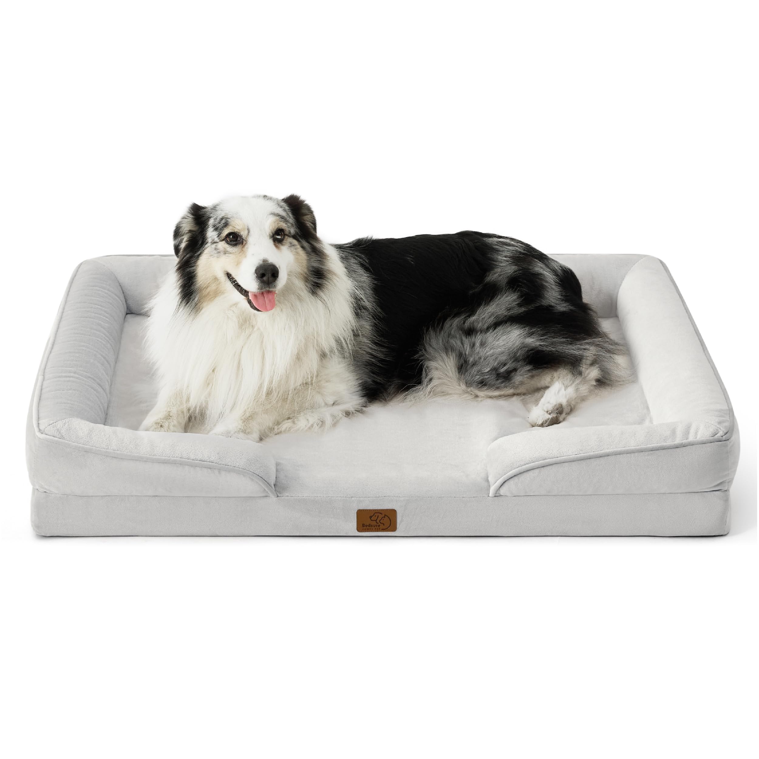 Bedsure Orthopedic Dog Bed - Washable Bolster Dog Cat Sofa Beds, Supportive Foam Pet Couch Bed with Removable Washable Cover, Waterproof Lining and Nonskid Bottom