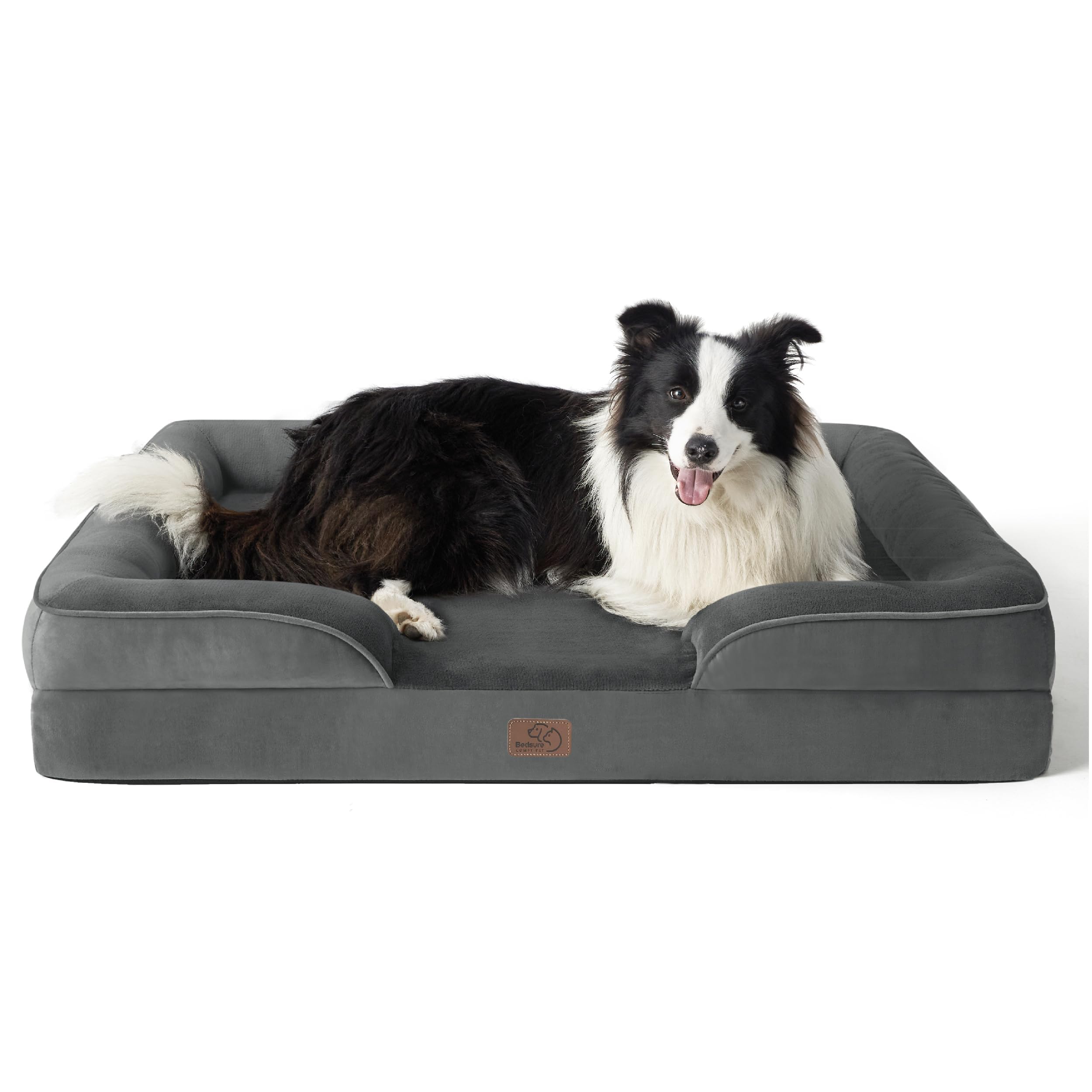 Bedsure Orthopedic Dog Bed - Washable Bolster Dog Cat Sofa Beds, Supportive Foam Pet Couch Bed with Removable Washable Cover, Waterproof Lining and Nonskid Bottom