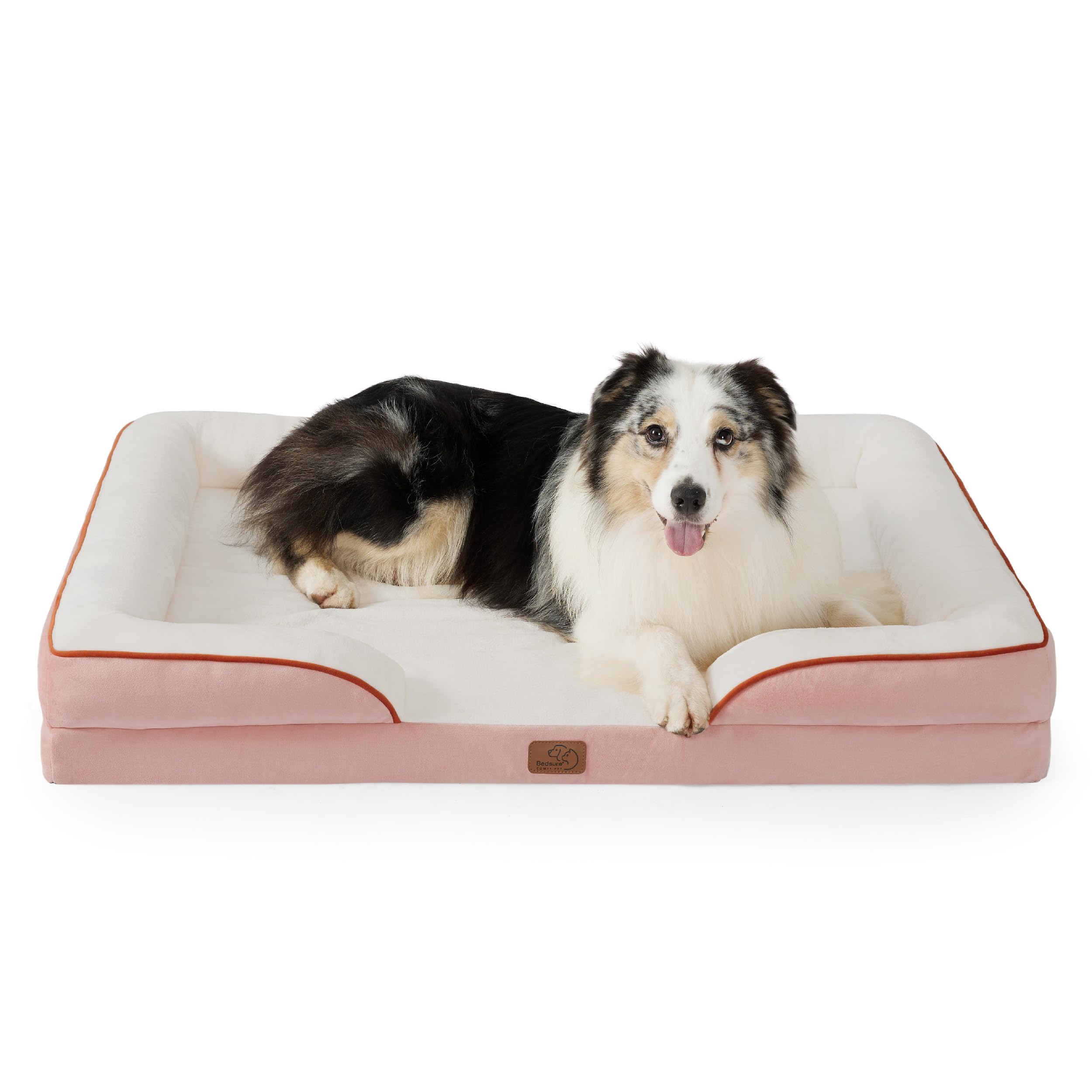Bedsure Orthopedic Dog Bed - Washable Bolster Dog Cat Sofa Beds, Supportive Foam Pet Couch Bed with Removable Washable Cover, Waterproof Lining and Nonskid Bottom