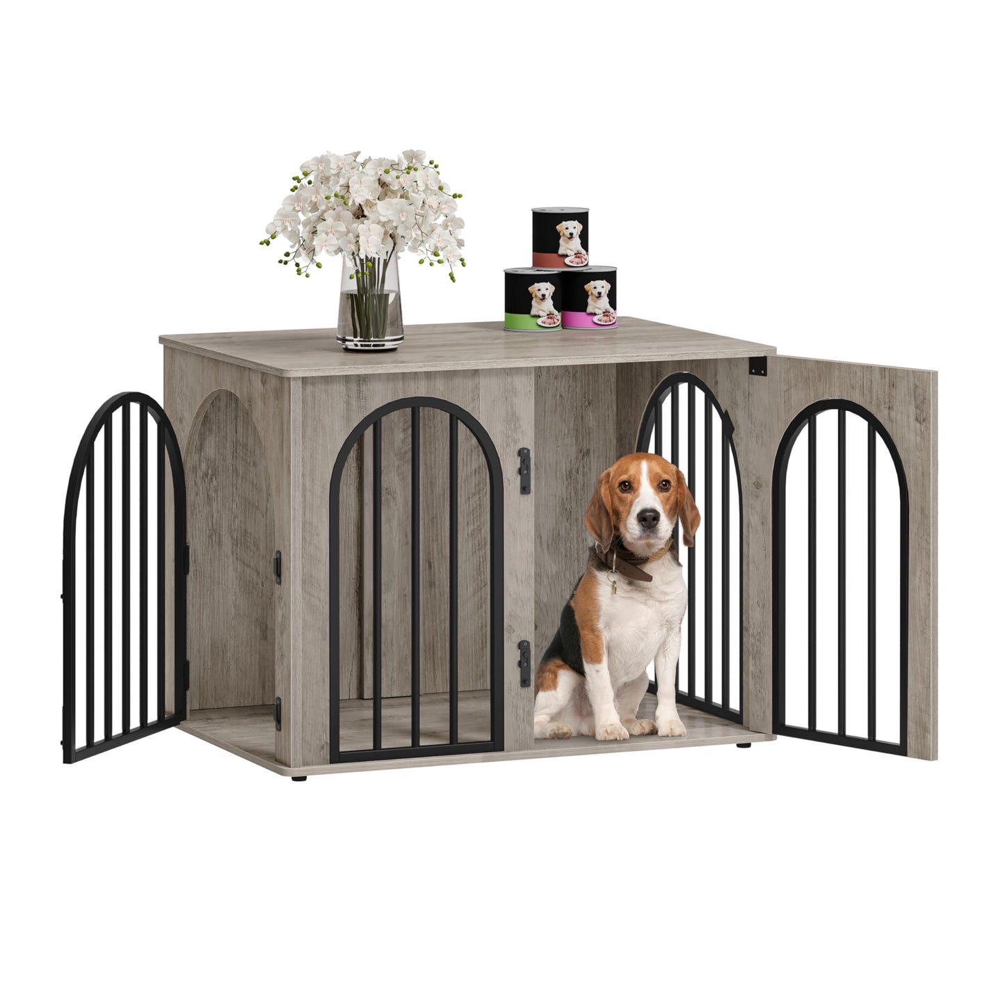 Wooden Dog Crate Furniture Indoor Kennel End Table TV Stand