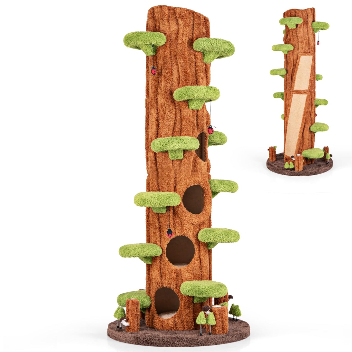 Tall Cat Tree Tower Sisal Scratching Condo Hanging Toys Indoor