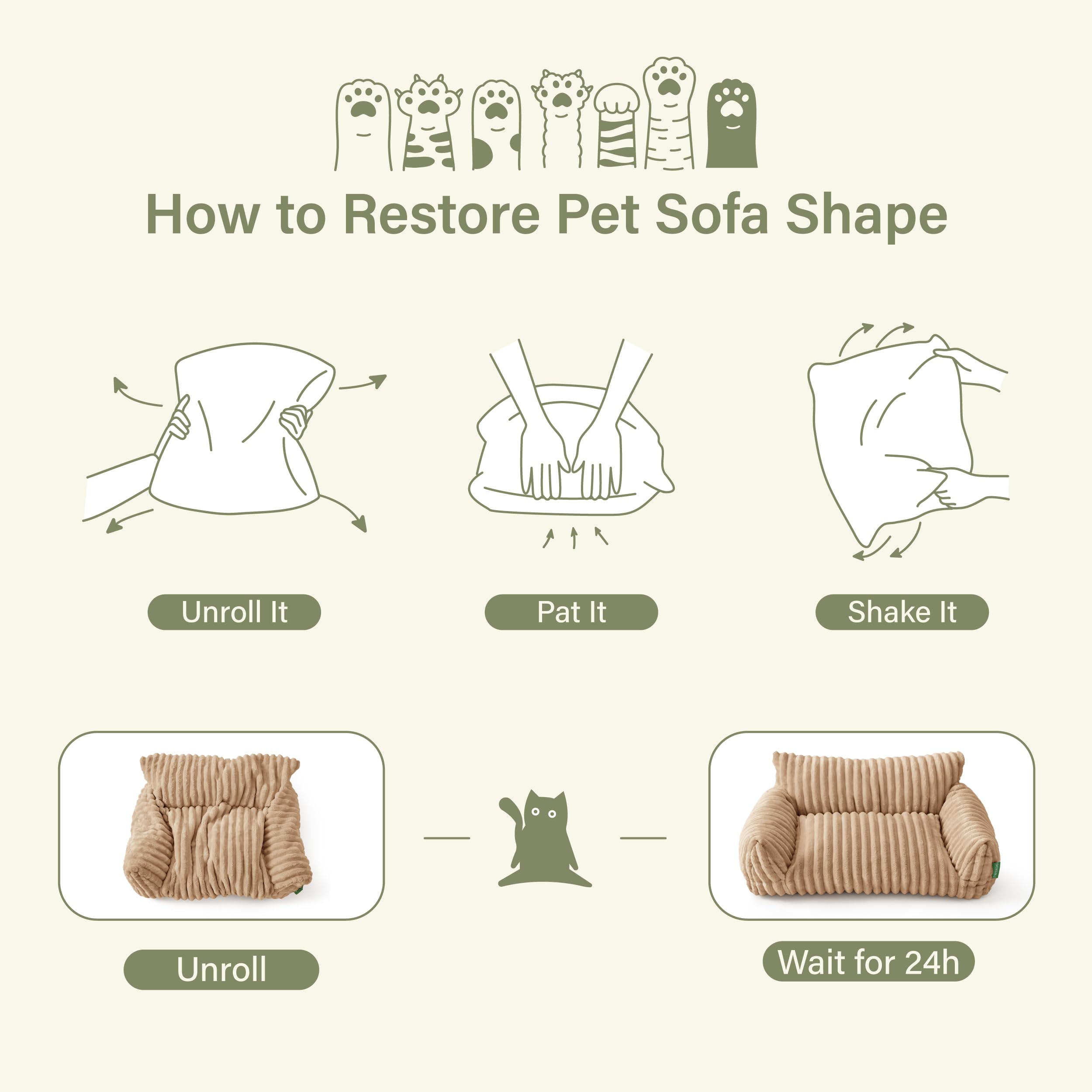FWERDG Cute Couch Bed for Pets, Supportive Cat Sofa for Indoor Cats, Dog Sofa Bed for Dogs