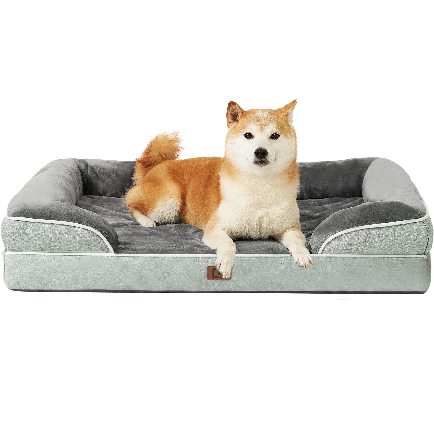 EHEYCIGA Orthopedic Dog Beds for Medium Large Extra Large Dogs, Waterproof Memory Foam XL Dog Bed with Sides, Egg-Crate Foam Couch Bed with Washable Removable Cover