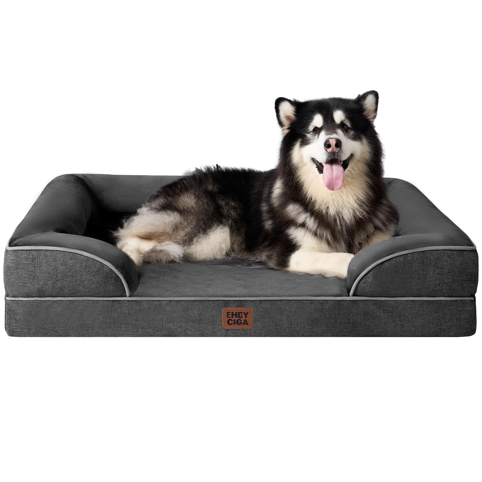 EHEYCIGA Orthopedic Dog Beds for Medium Large Extra Large Dogs, Waterproof Memory Foam XL Dog Bed with Sides, Egg-Crate Foam Couch Bed with Washable Removable Cover