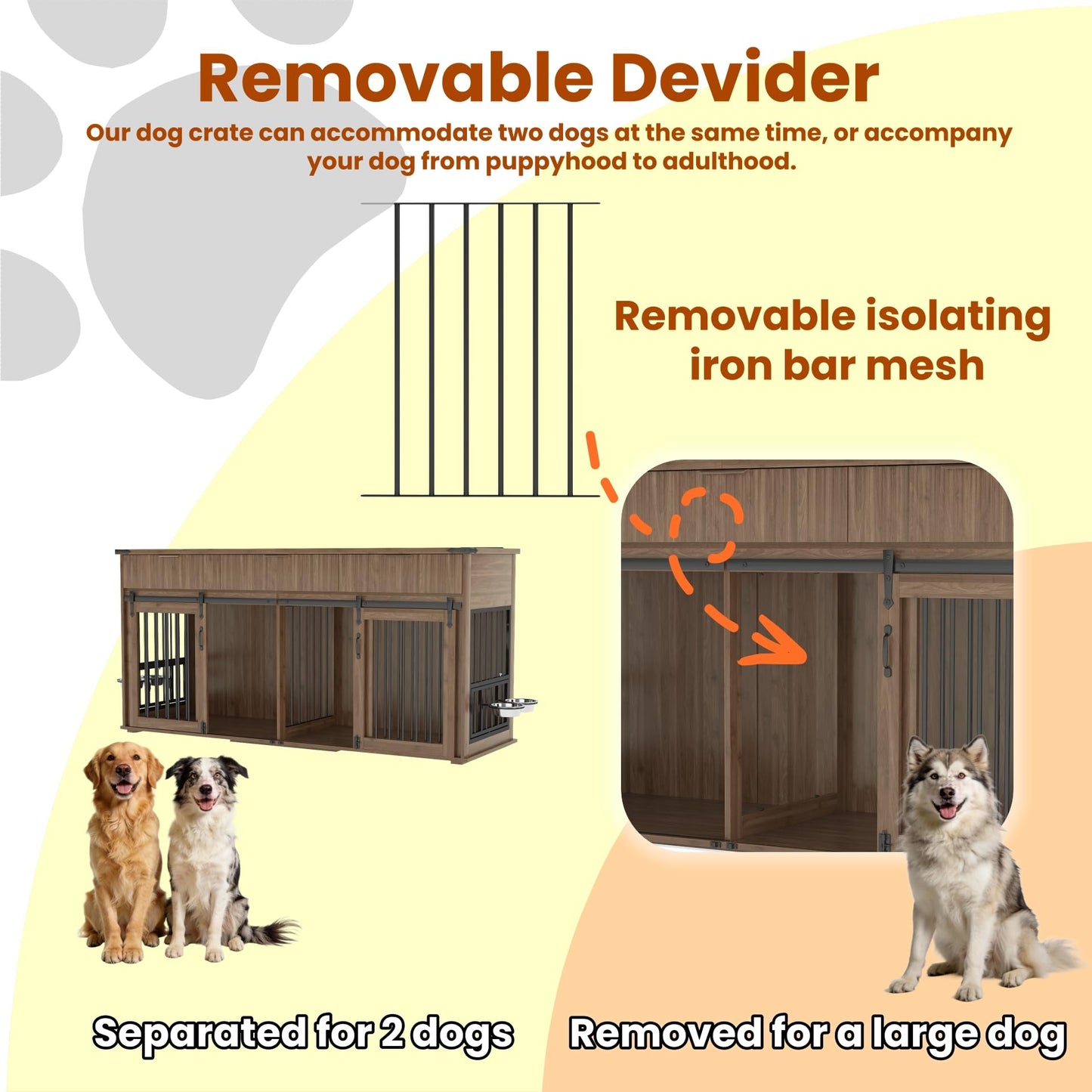 Double Dog Crate Furniture Cedar Wood Sliding Barn Door Walnut