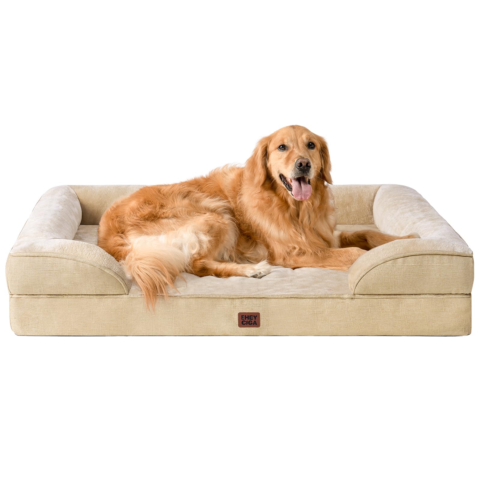 EHEYCIGA Orthopedic Dog Beds for Medium Large Extra Large Dogs, Waterproof Memory Foam XL Dog Bed with Sides, Egg-Crate Foam Couch Bed with Washable Removable Cover