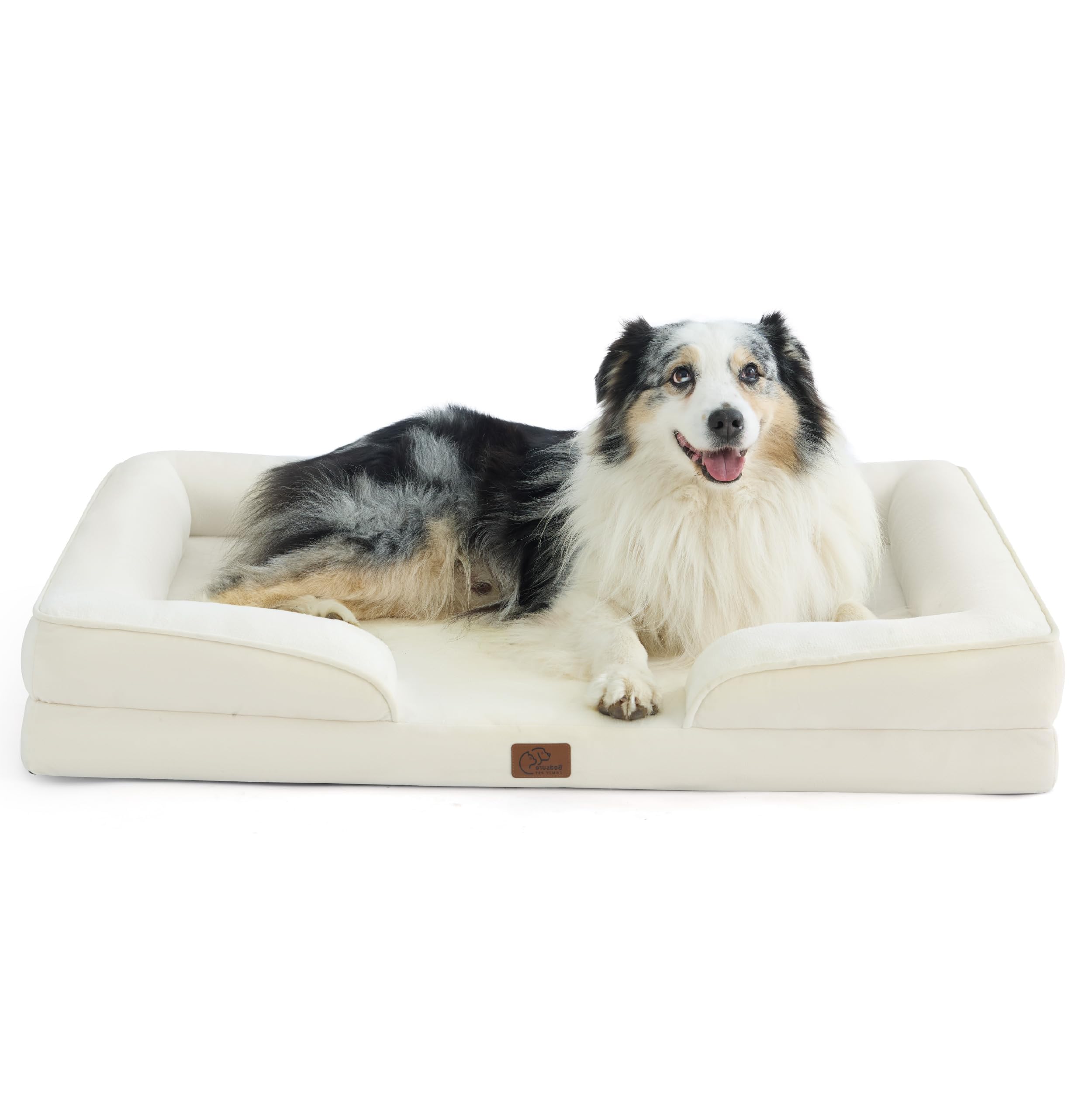 Bedsure Orthopedic Dog Bed - Washable Bolster Dog Cat Sofa Beds, Supportive Foam Pet Couch Bed with Removable Washable Cover, Waterproof Lining and Nonskid Bottom