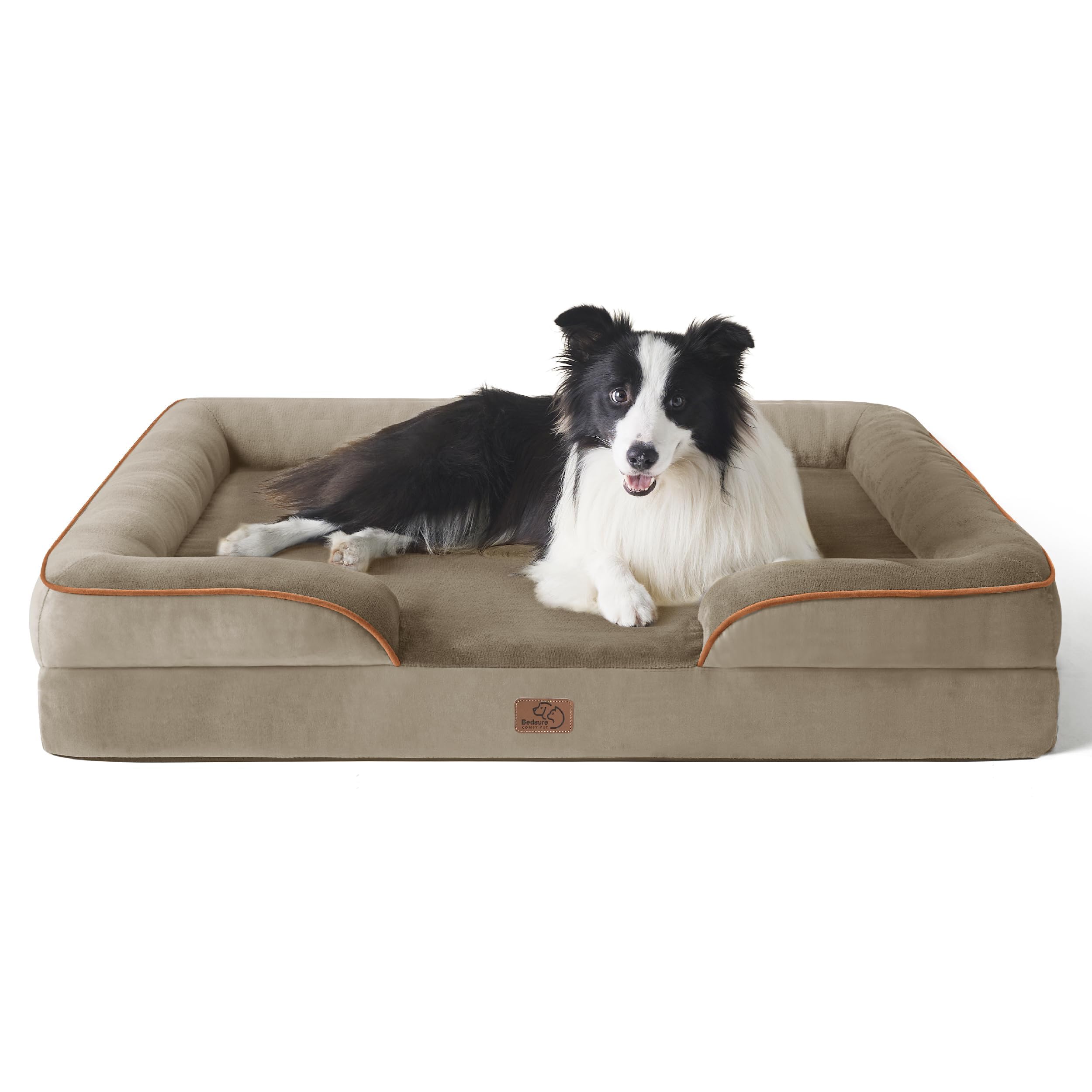 Bedsure Orthopedic Dog Bed - Washable Bolster Dog Cat Sofa Beds, Supportive Foam Pet Couch Bed with Removable Washable Cover, Waterproof Lining and Nonskid Bottom
