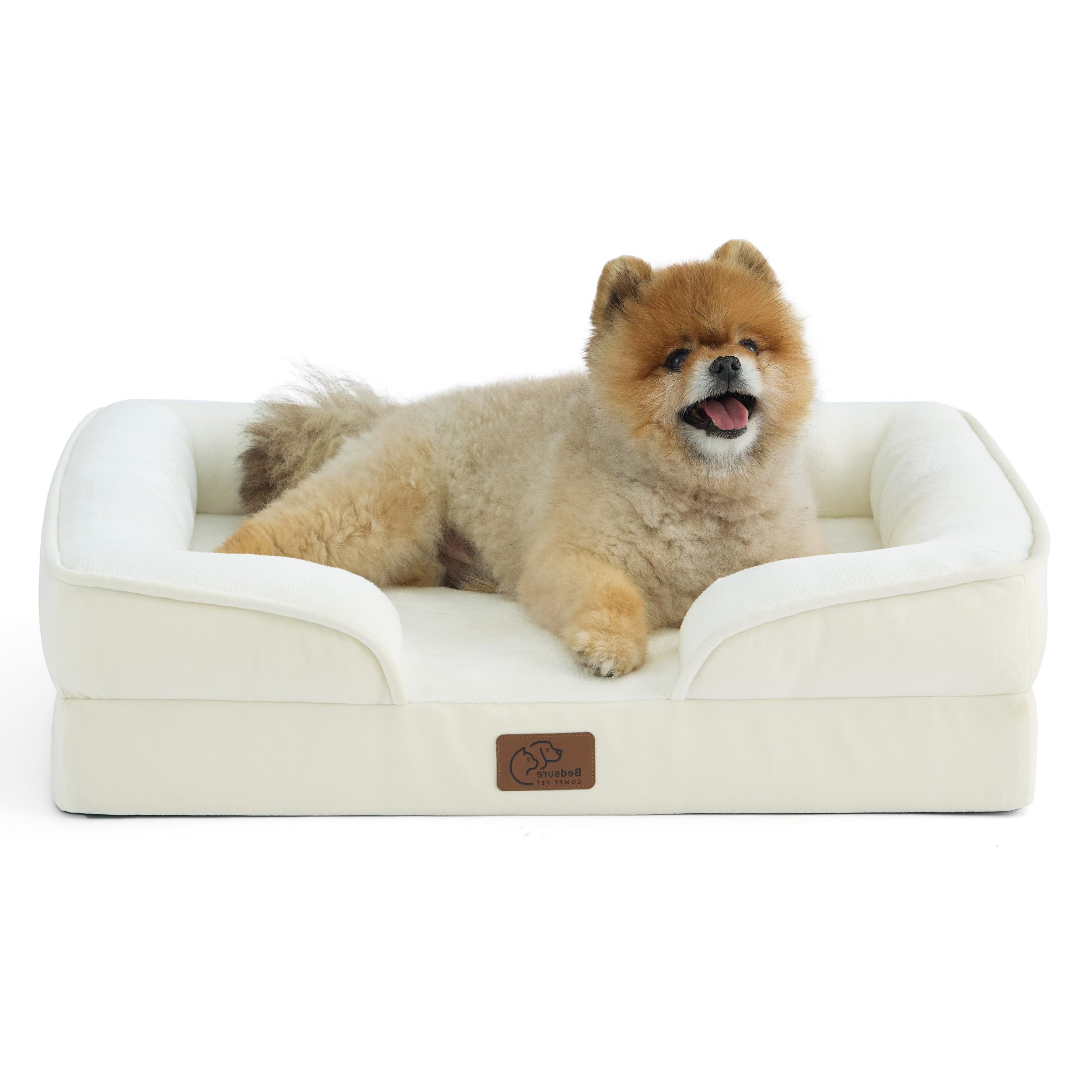 Bedsure Orthopedic Dog Bed - Washable Bolster Dog Cat Sofa Beds, Supportive Foam Pet Couch Bed with Removable Washable Cover, Waterproof Lining and Nonskid Bottom