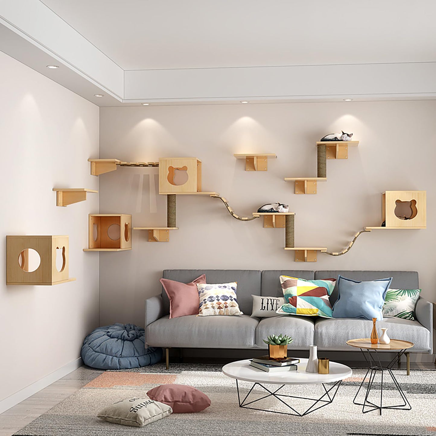 Cat Wall Shelves Furniture Set Condo Perch Bridge Scratcher