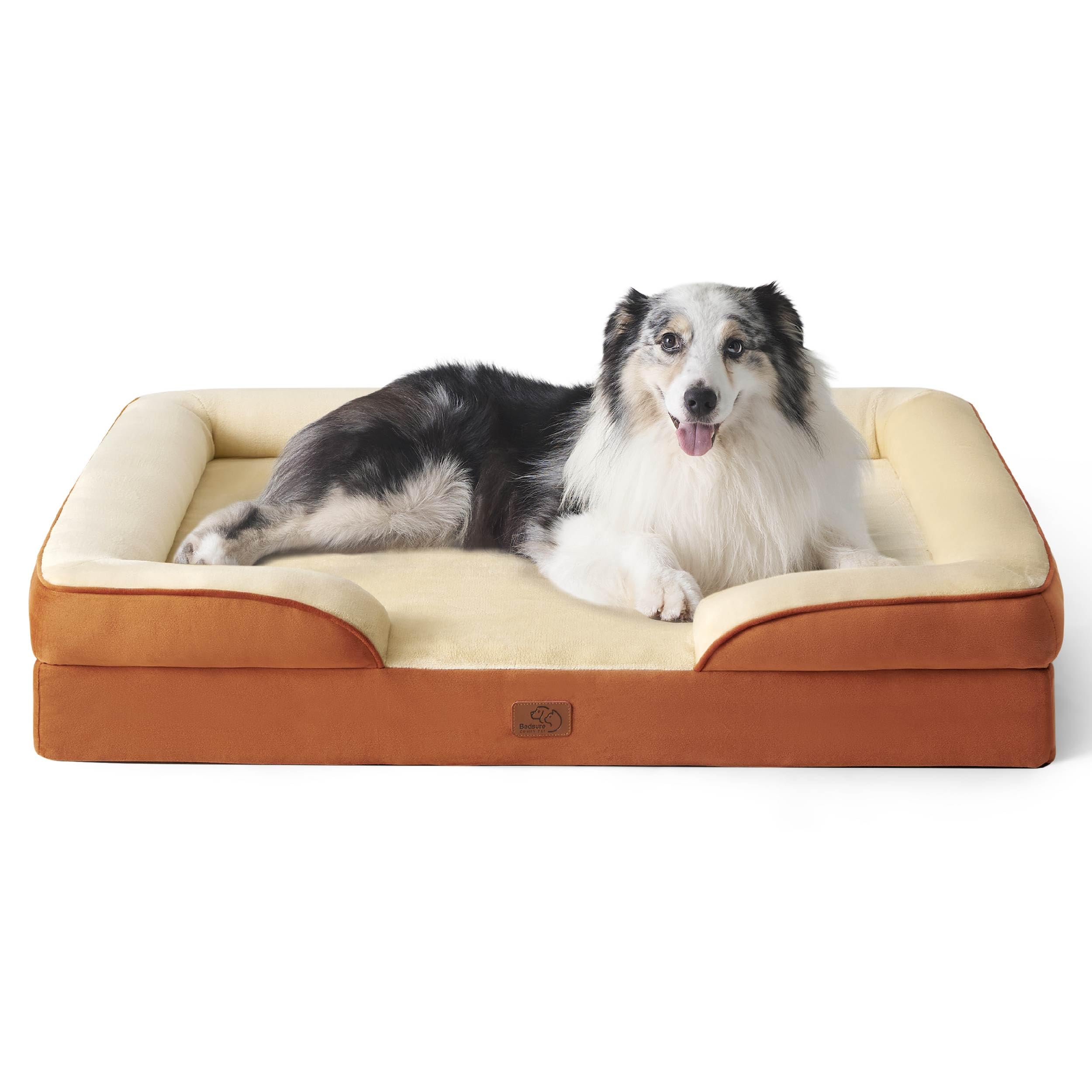 Bedsure Orthopedic Dog Bed - Washable Bolster Dog Cat Sofa Beds, Supportive Foam Pet Couch Bed with Removable Washable Cover, Waterproof Lining and Nonskid Bottom