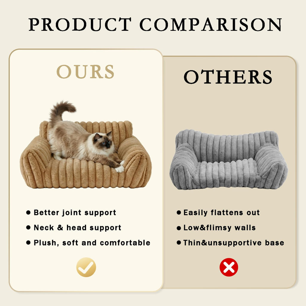 Norvianic Cat Couch Bed for Small Cats & Indoor Cats, Square Cat Bed and Pet Sofa for Small/Medium Dogs - Removable Washable Dog Bed Cover