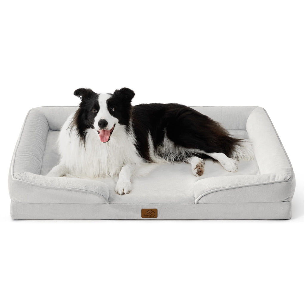 Bedsure Orthopedic Dog Bed - Washable Bolster Dog Cat Sofa Beds, Supportive Foam Pet Couch Bed with Removable Washable Cover, Waterproof Lining and Nonskid Bottom