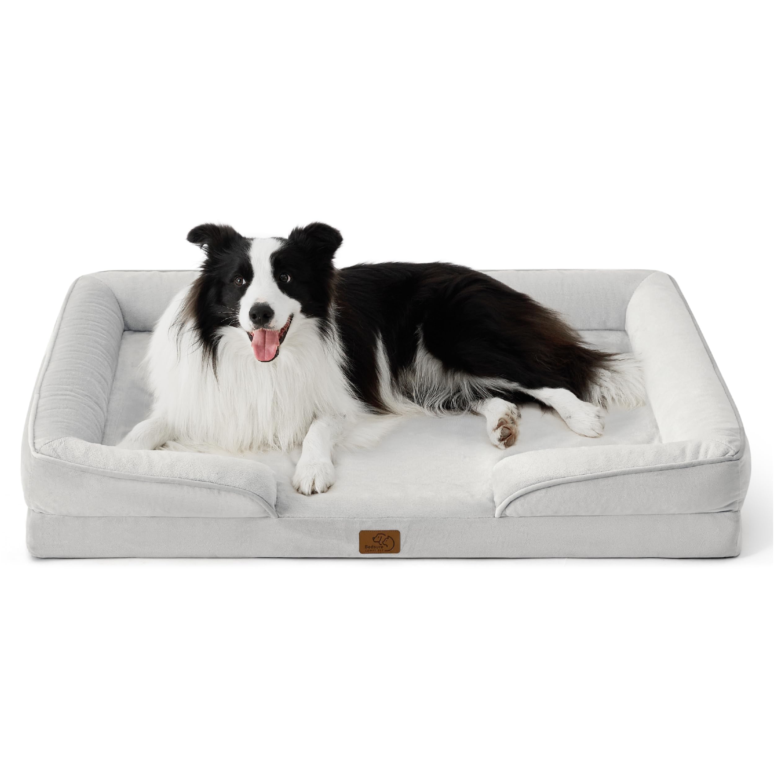 Bedsure Orthopedic Dog Bed - Washable Bolster Dog Cat Sofa Beds, Supportive Foam Pet Couch Bed with Removable Washable Cover, Waterproof Lining and Nonskid Bottom