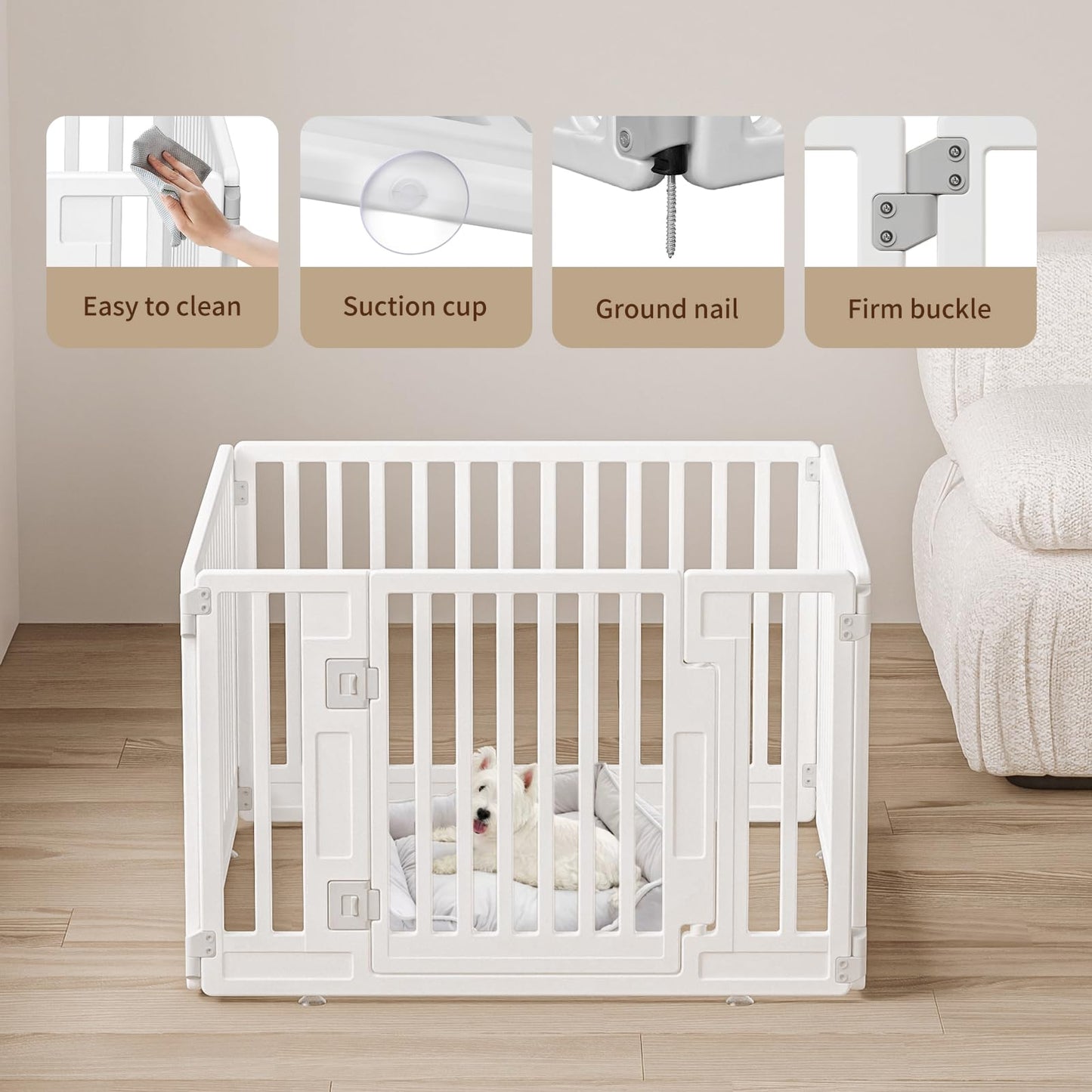 Foldable 6 Panel Dog Playpen Indoor Outdoor Puppy Pen Door