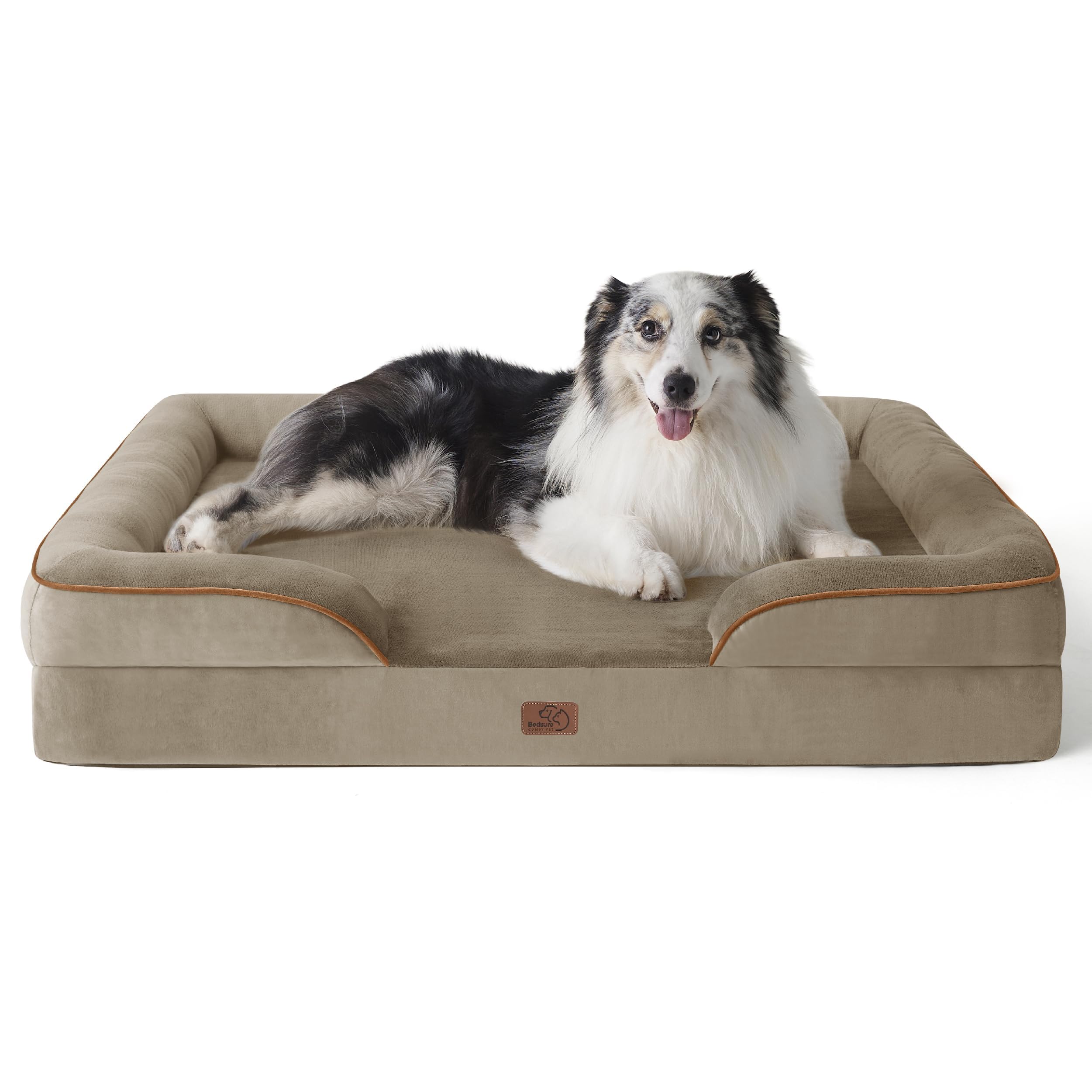 Bedsure Orthopedic Dog Bed - Washable Bolster Dog Cat Sofa Beds, Supportive Foam Pet Couch Bed with Removable Washable Cover, Waterproof Lining and Nonskid Bottom