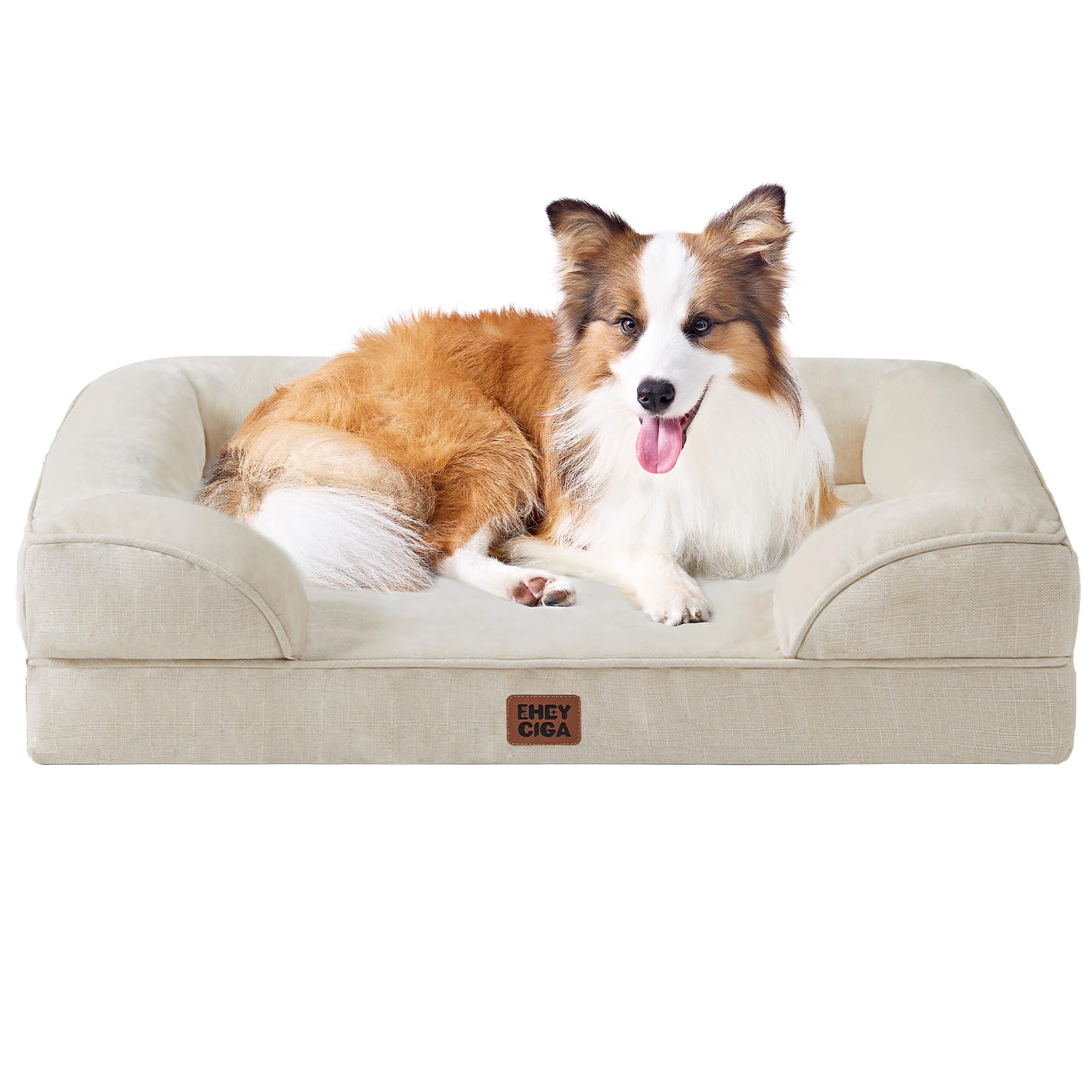 EHEYCIGA Orthopedic Dog Beds for Medium Large Extra Large Dogs, Waterproof Memory Foam XL Dog Bed with Sides, Egg-Crate Foam Couch Bed with Washable Removable Cover