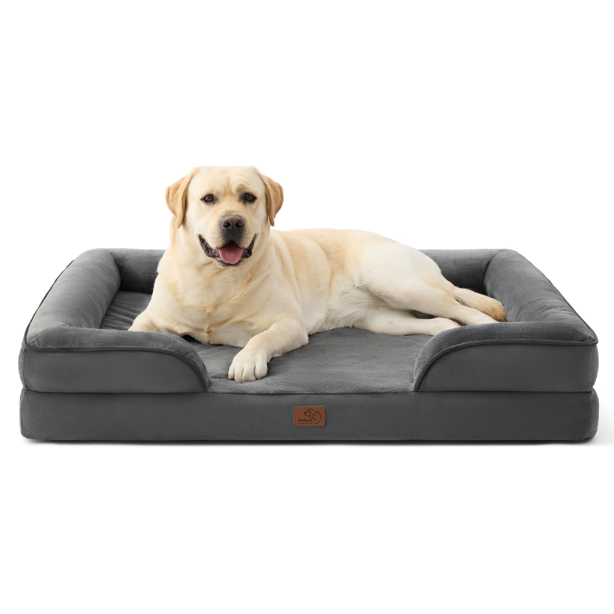 Bedsure Orthopedic Dog Bed - Washable Bolster Dog Cat Sofa Beds, Supportive Foam Pet Couch Bed with Removable Washable Cover, Waterproof Lining and Nonskid Bottom