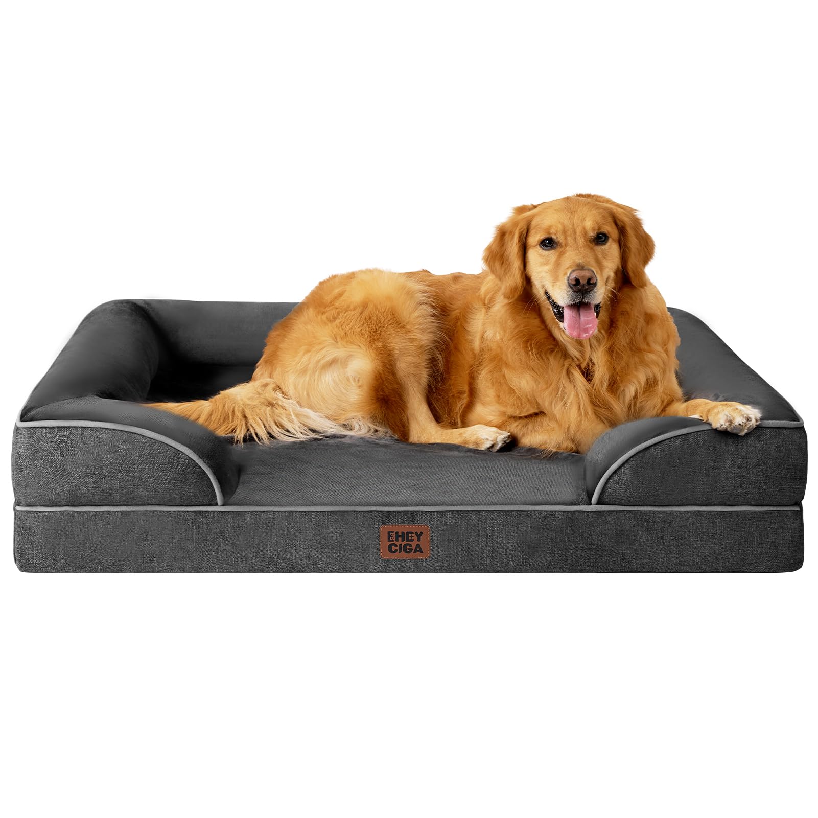 EHEYCIGA Orthopedic Dog Beds for Medium Large Extra Large Dogs, Waterproof Memory Foam XL Dog Bed with Sides, Egg-Crate Foam Couch Bed with Washable Removable Cover