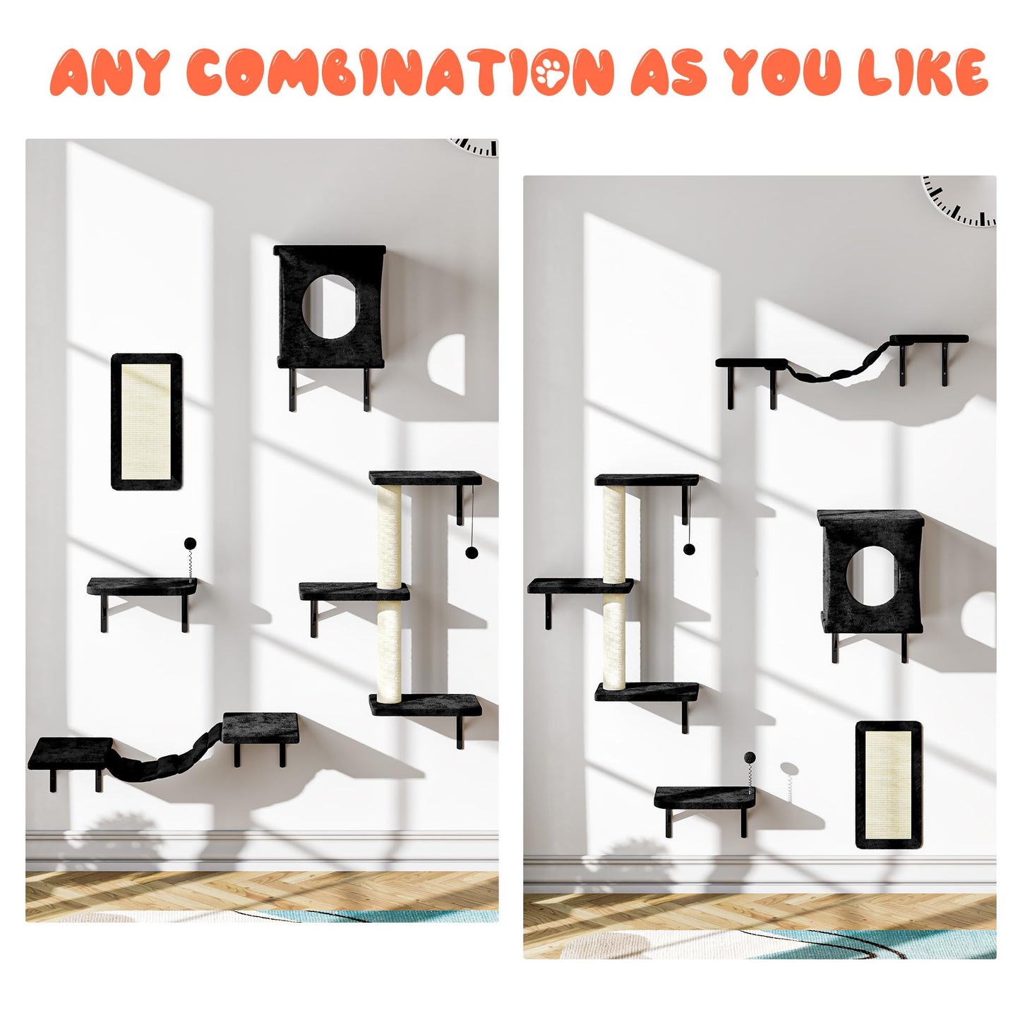 Wall Mounted Cat Shelves Furniture Set Climbing Perches