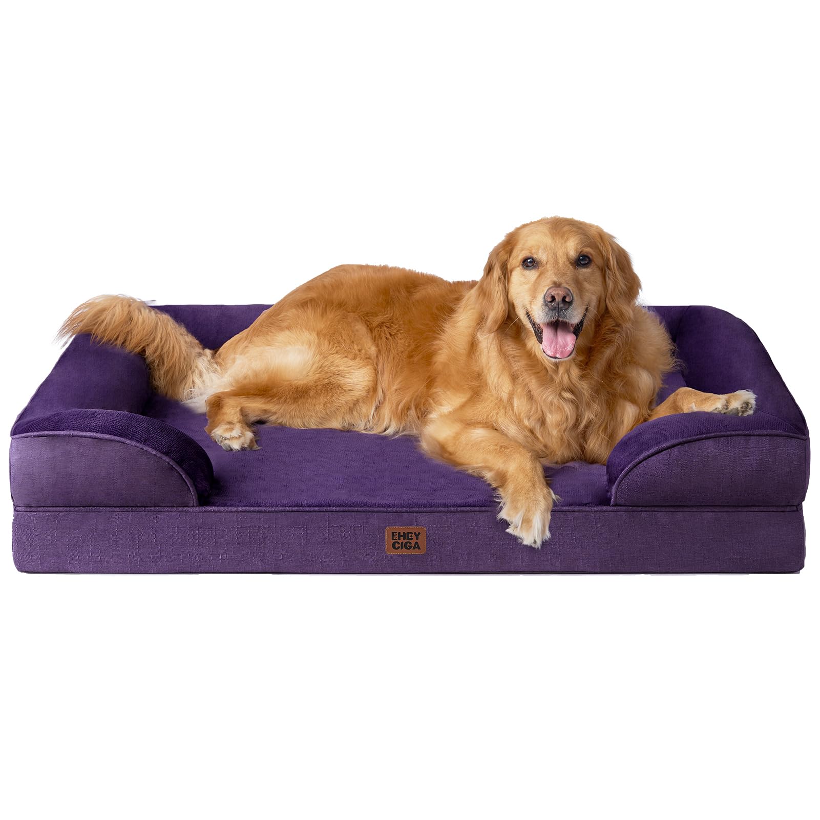 EHEYCIGA Orthopedic Dog Beds for Medium Large Extra Large Dogs, Waterproof Memory Foam XL Dog Bed with Sides, Egg-Crate Foam Couch Bed with Washable Removable Cover