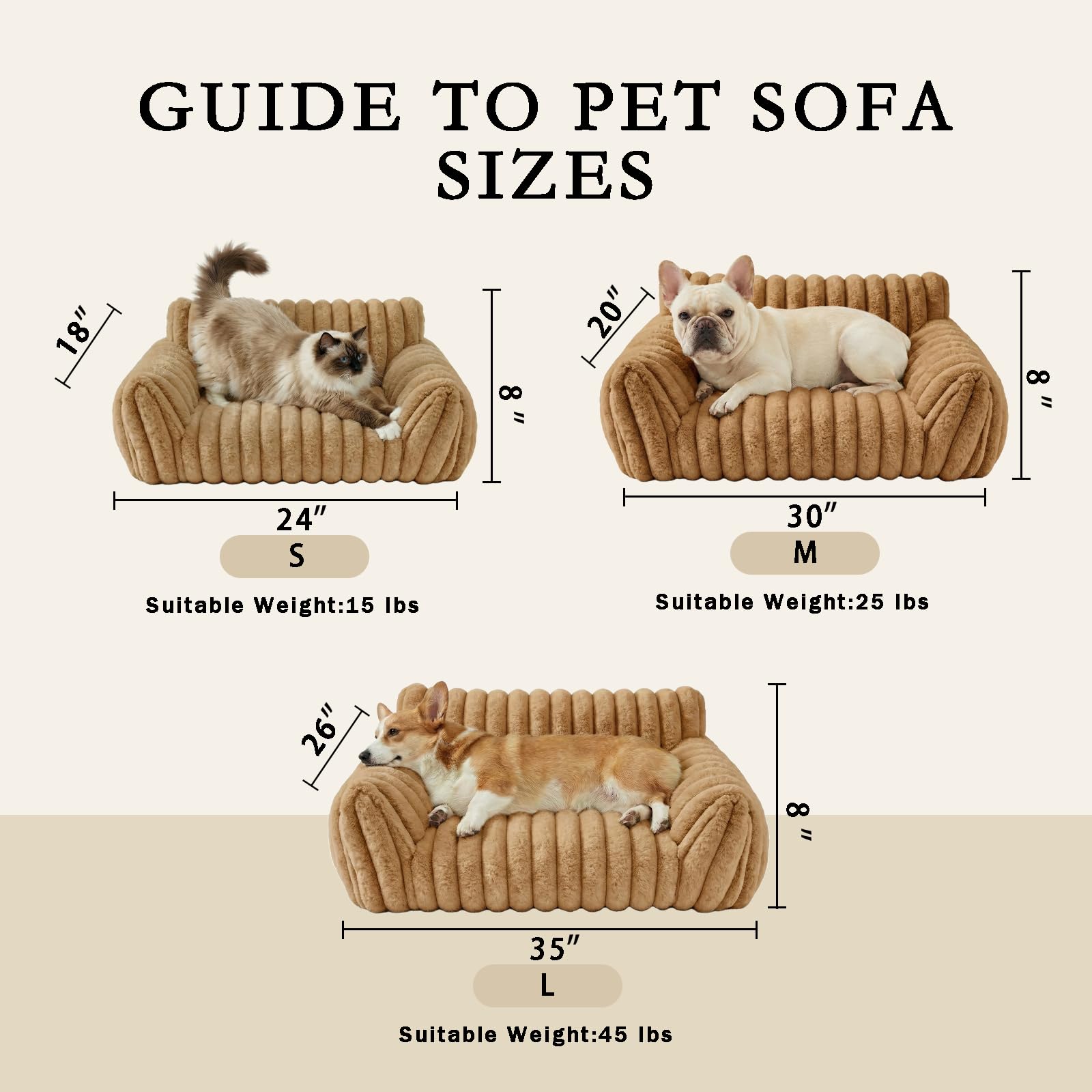 Norvianic Cat Couch Bed for Small Cats & Indoor Cats, Square Cat Bed and Pet Sofa for Small/Medium Dogs - Removable Washable Dog Bed Cover