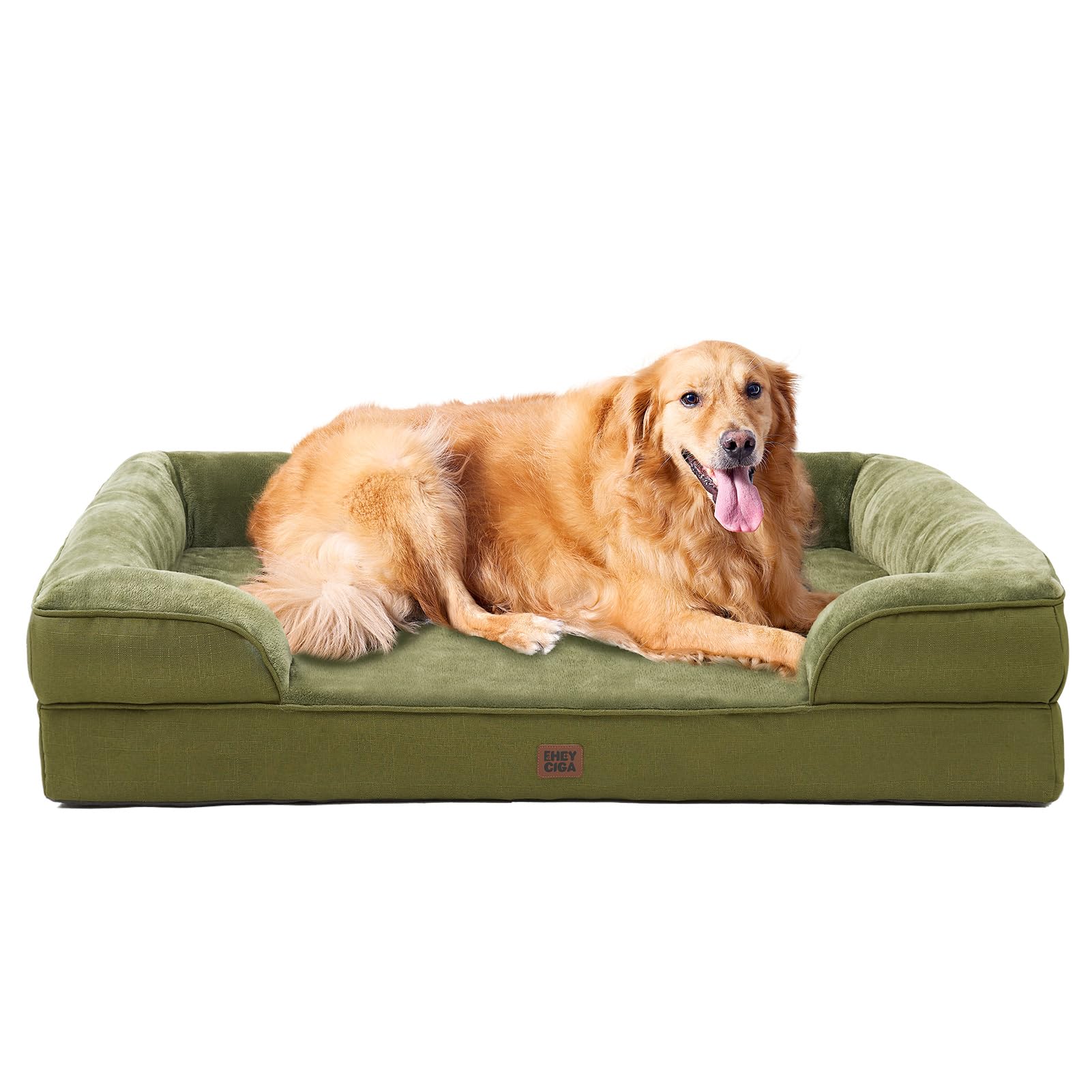EHEYCIGA Orthopedic Dog Beds for Medium Large Extra Large Dogs, Waterproof Memory Foam XL Dog Bed with Sides, Egg-Crate Foam Couch Bed with Washable Removable Cover
