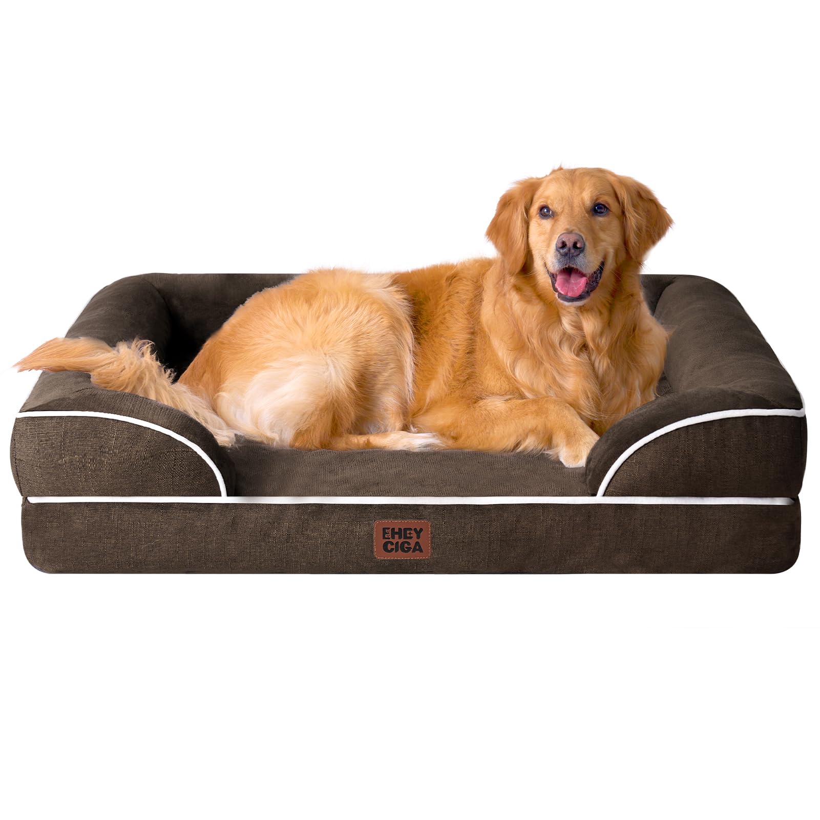 EHEYCIGA Orthopedic Dog Beds for Medium Large Extra Large Dogs, Waterproof Memory Foam XL Dog Bed with Sides, Egg-Crate Foam Couch Bed with Washable Removable Cover