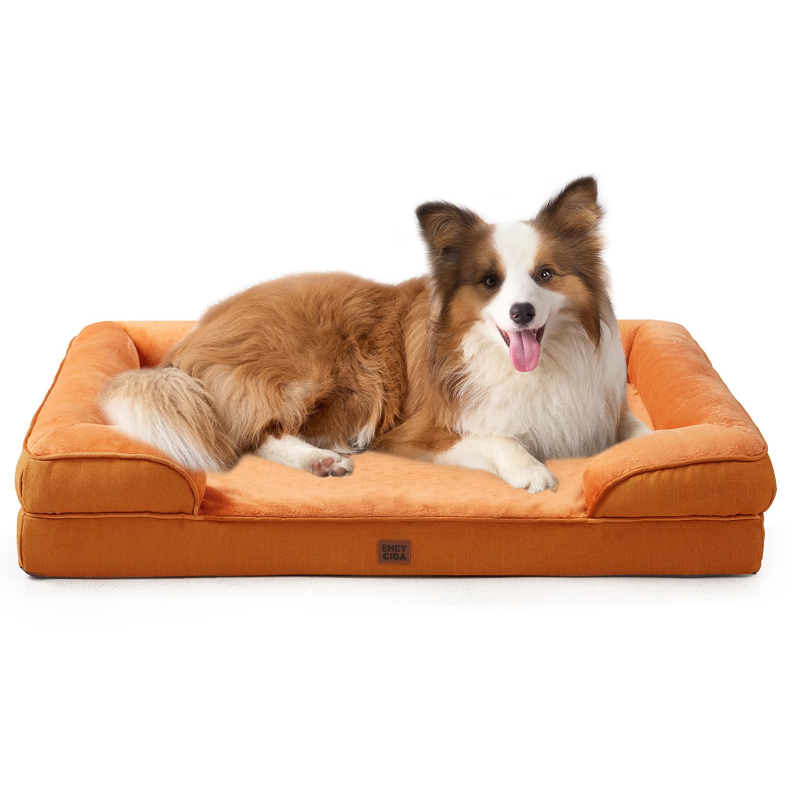 EHEYCIGA Orthopedic Dog Beds for Medium Large Extra Large Dogs, Waterproof Memory Foam XL Dog Bed with Sides, Egg-Crate Foam Couch Bed with Washable Removable Cover
