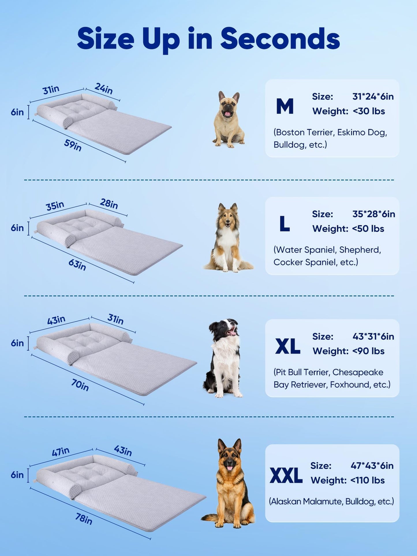 Cooling Orthopedic Dog Bed 3-in-1 Adjustable Mat