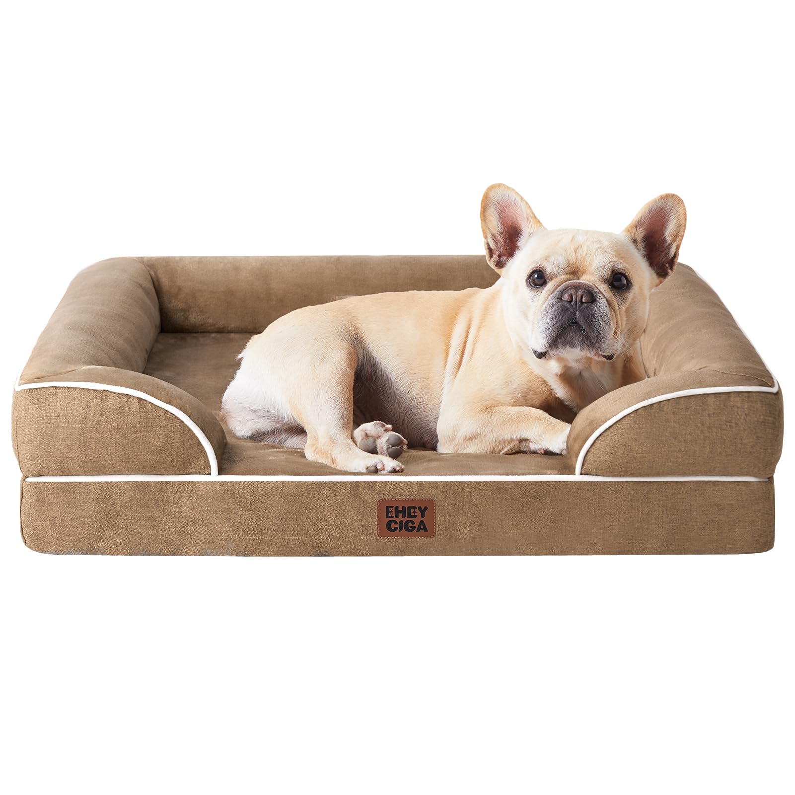 EHEYCIGA Orthopedic Dog Beds for Medium Large Extra Large Dogs, Waterproof Memory Foam XL Dog Bed with Sides, Egg-Crate Foam Couch Bed with Washable Removable Cover