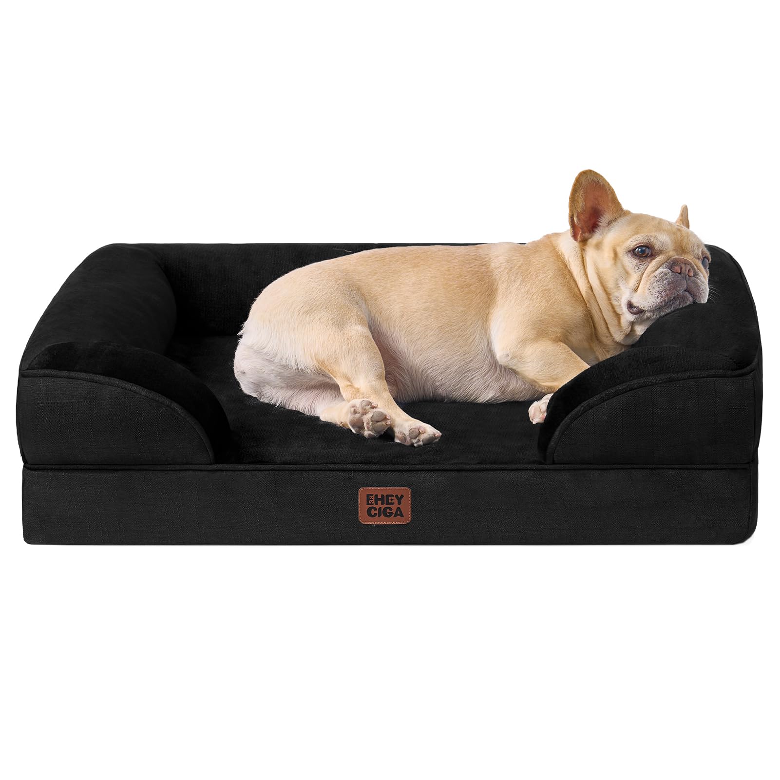 EHEYCIGA Orthopedic Dog Beds for Medium Large Extra Large Dogs, Waterproof Memory Foam XL Dog Bed with Sides, Egg-Crate Foam Couch Bed with Washable Removable Cover