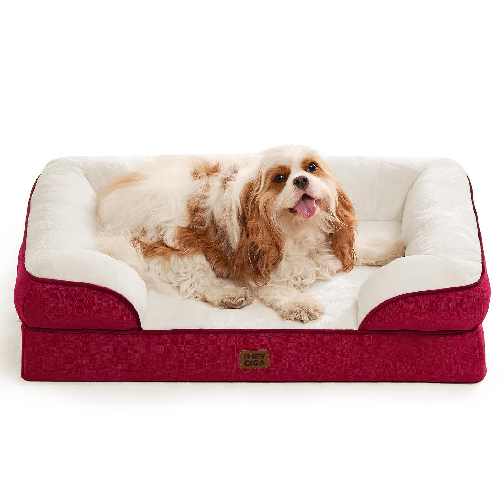 EHEYCIGA Orthopedic Dog Beds for Medium Large Extra Large Dogs, Waterproof Memory Foam XL Dog Bed with Sides, Egg-Crate Foam Couch Bed with Washable Removable Cover