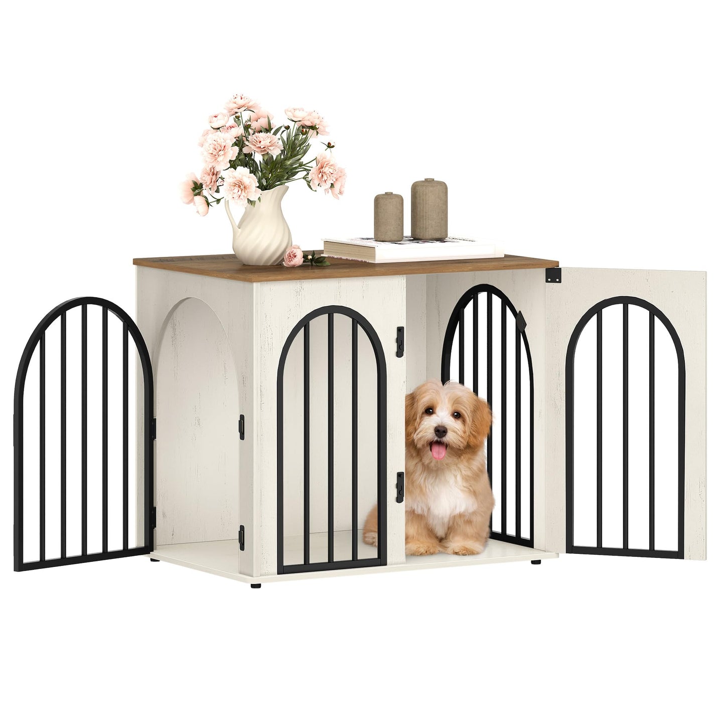 Wooden Dog Crate Furniture Indoor Kennel End Table TV Stand