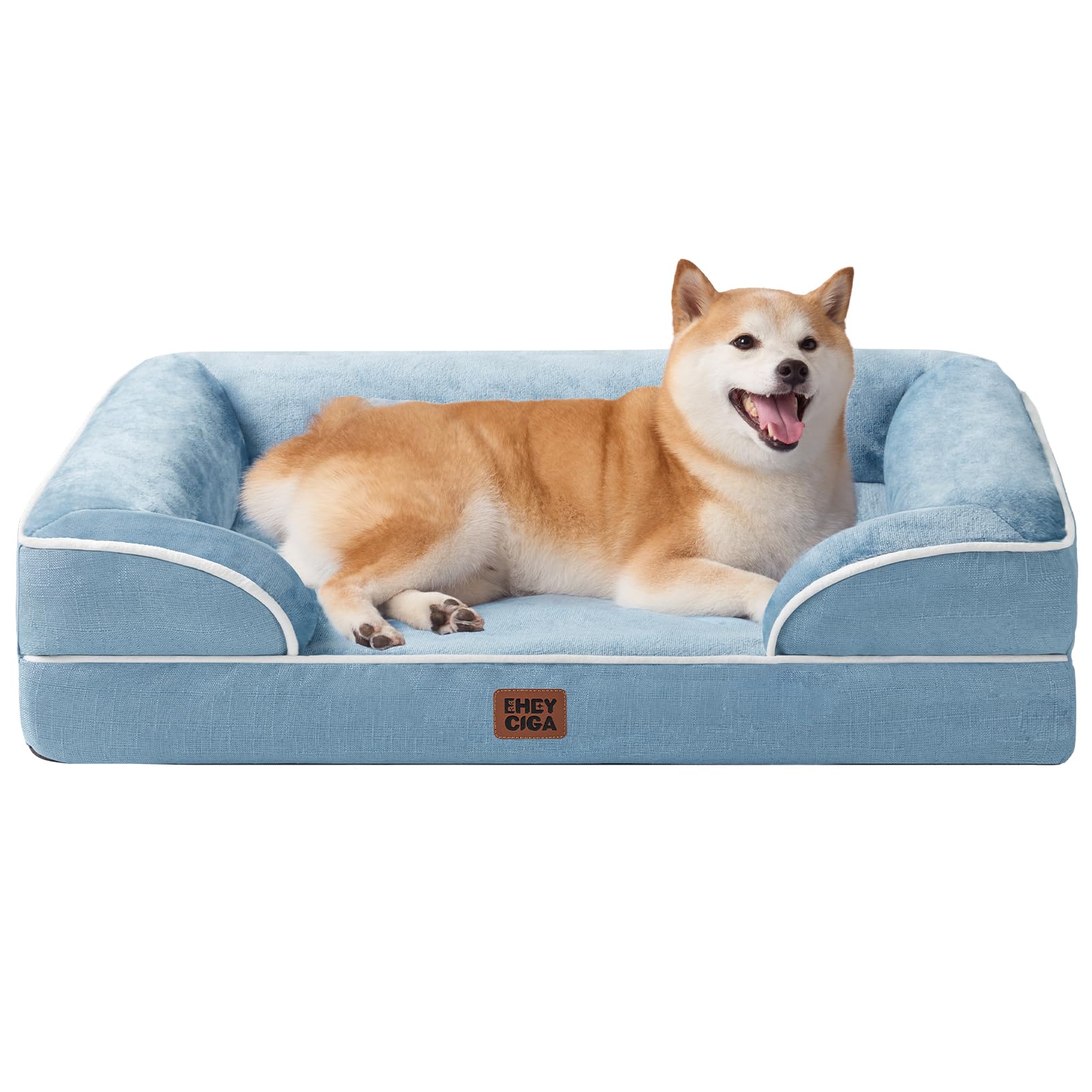 EHEYCIGA Orthopedic Dog Beds for Medium Large Extra Large Dogs, Waterproof Memory Foam XL Dog Bed with Sides, Egg-Crate Foam Couch Bed with Washable Removable Cover