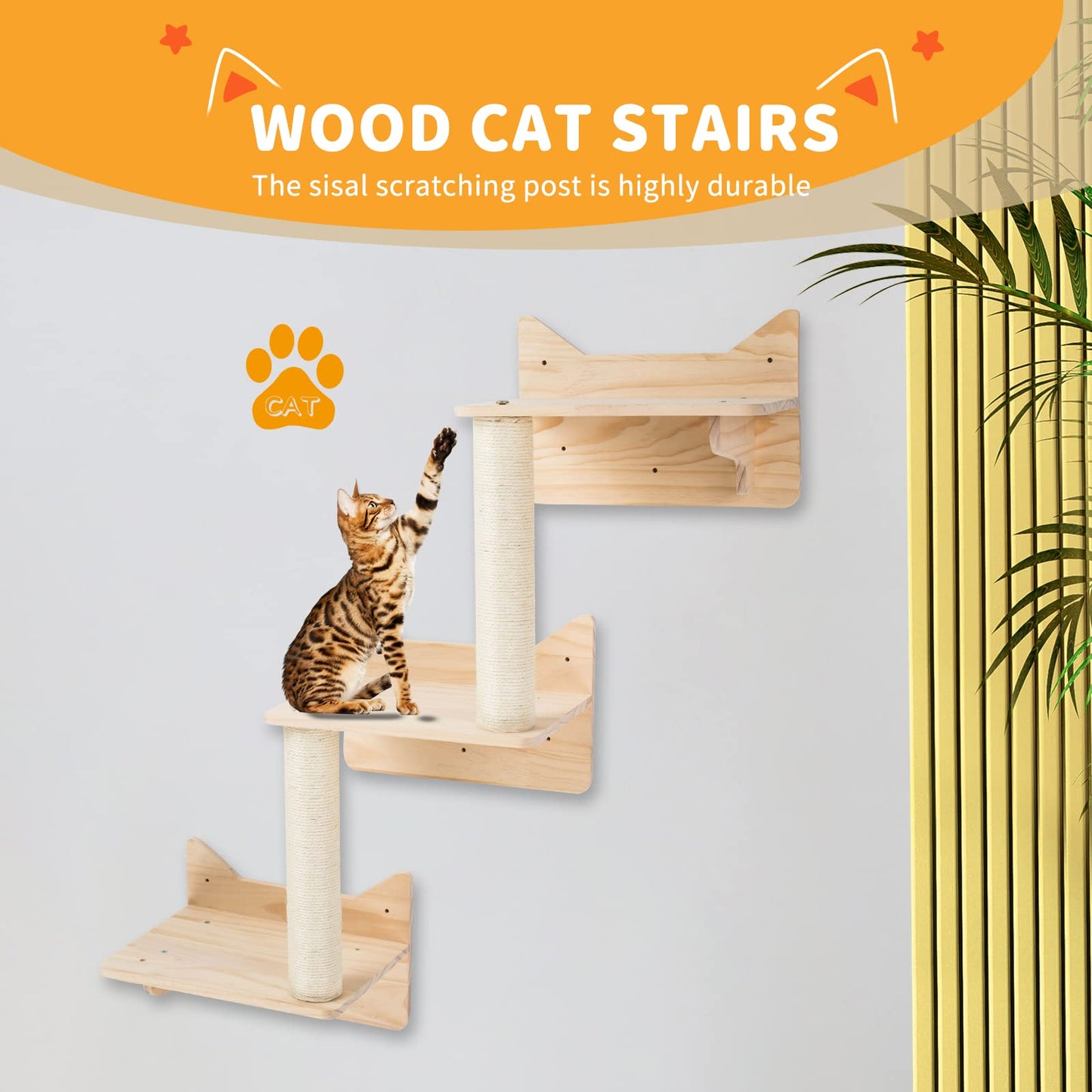 Wall Mounted Cat Shelves Perches Furniture Set Climbing