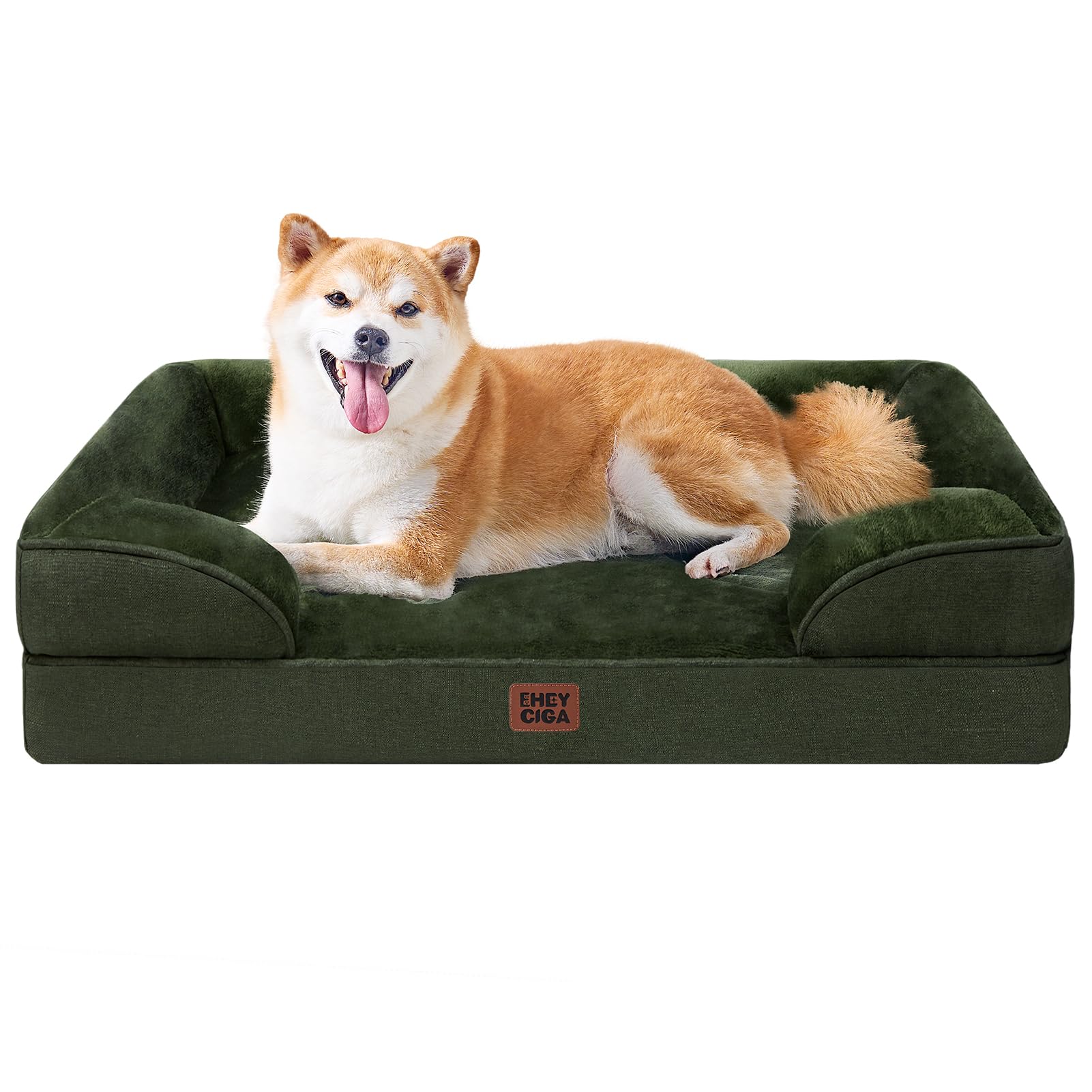 EHEYCIGA Orthopedic Dog Beds for Medium Large Extra Large Dogs, Waterproof Memory Foam XL Dog Bed with Sides, Egg-Crate Foam Couch Bed with Washable Removable Cover