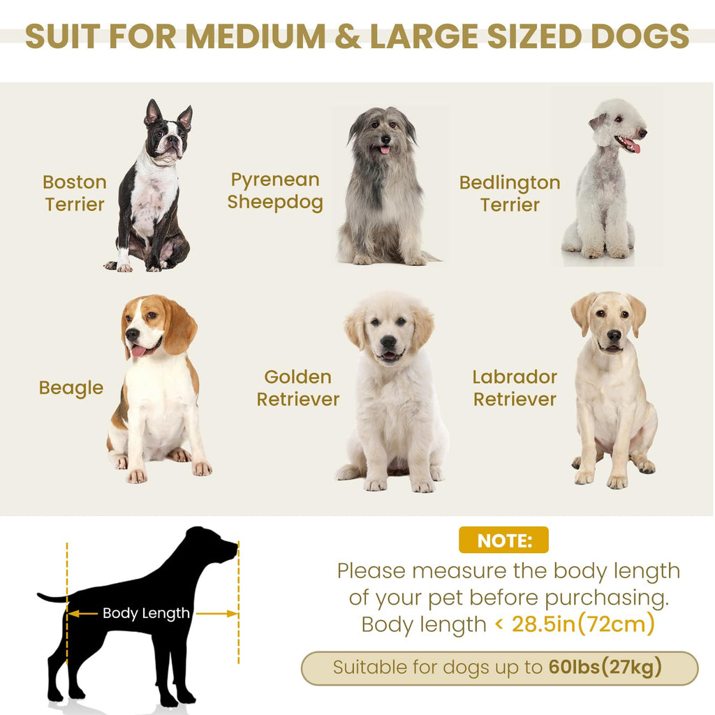 38" Large Dog Sofa Bed, Elevated Dog Bed with Backrest and Armrests, Soft Memory Foam Couches for Large and Medium-Sized Pets, Durable Linen Pet Couch Furniture, Beige
