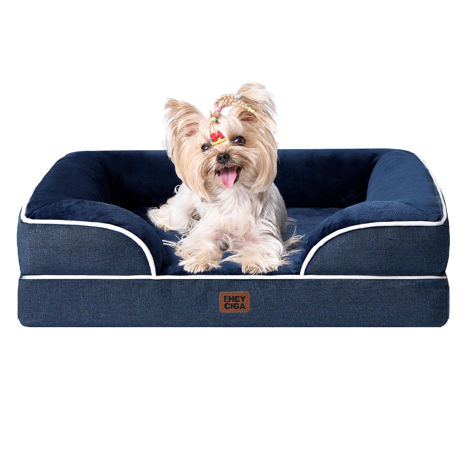 EHEYCIGA Orthopedic Dog Beds for Medium Large Extra Large Dogs, Waterproof Memory Foam XL Dog Bed with Sides, Egg-Crate Foam Couch Bed with Washable Removable Cover