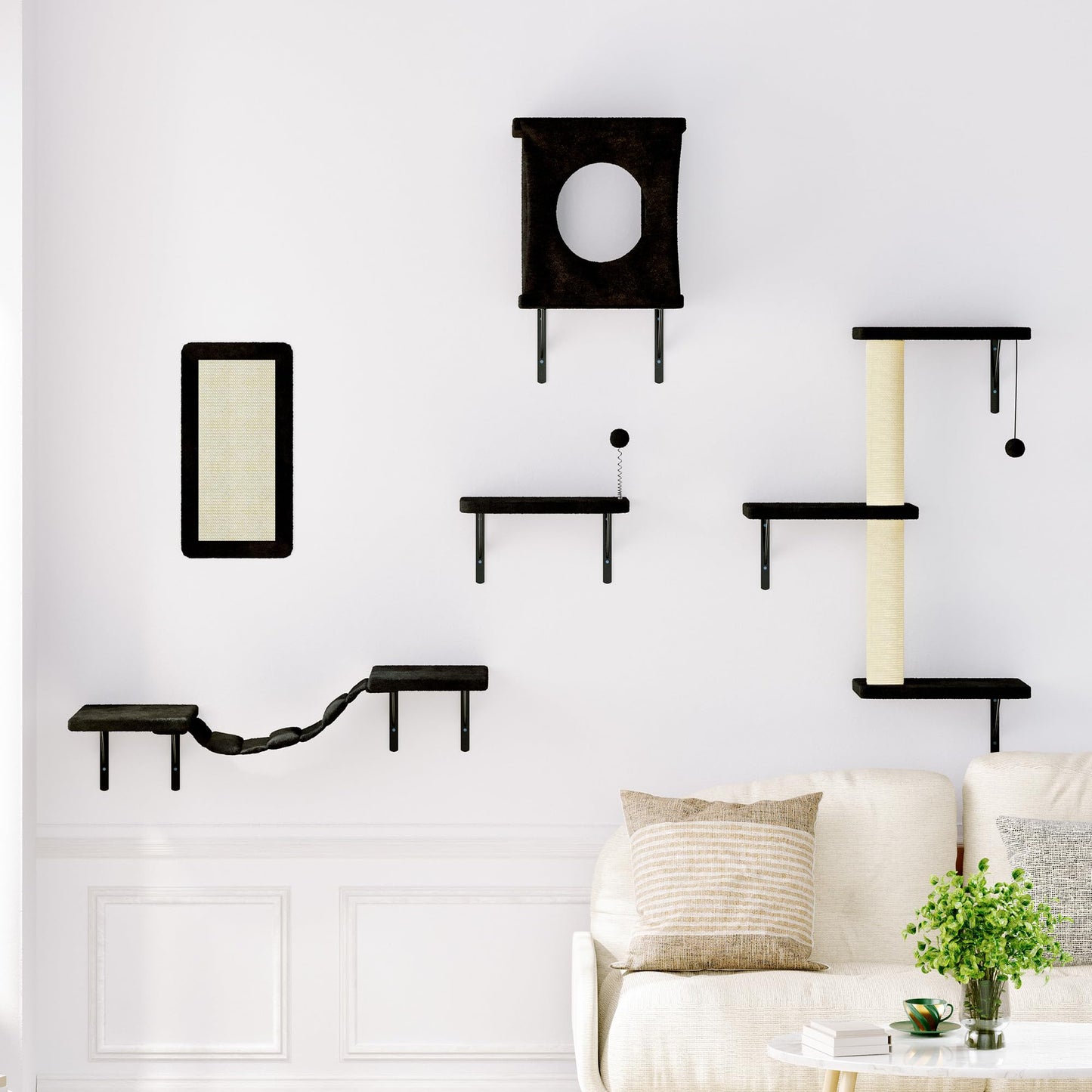 Wall Mounted Cat Shelves Furniture Set Climbing Perches