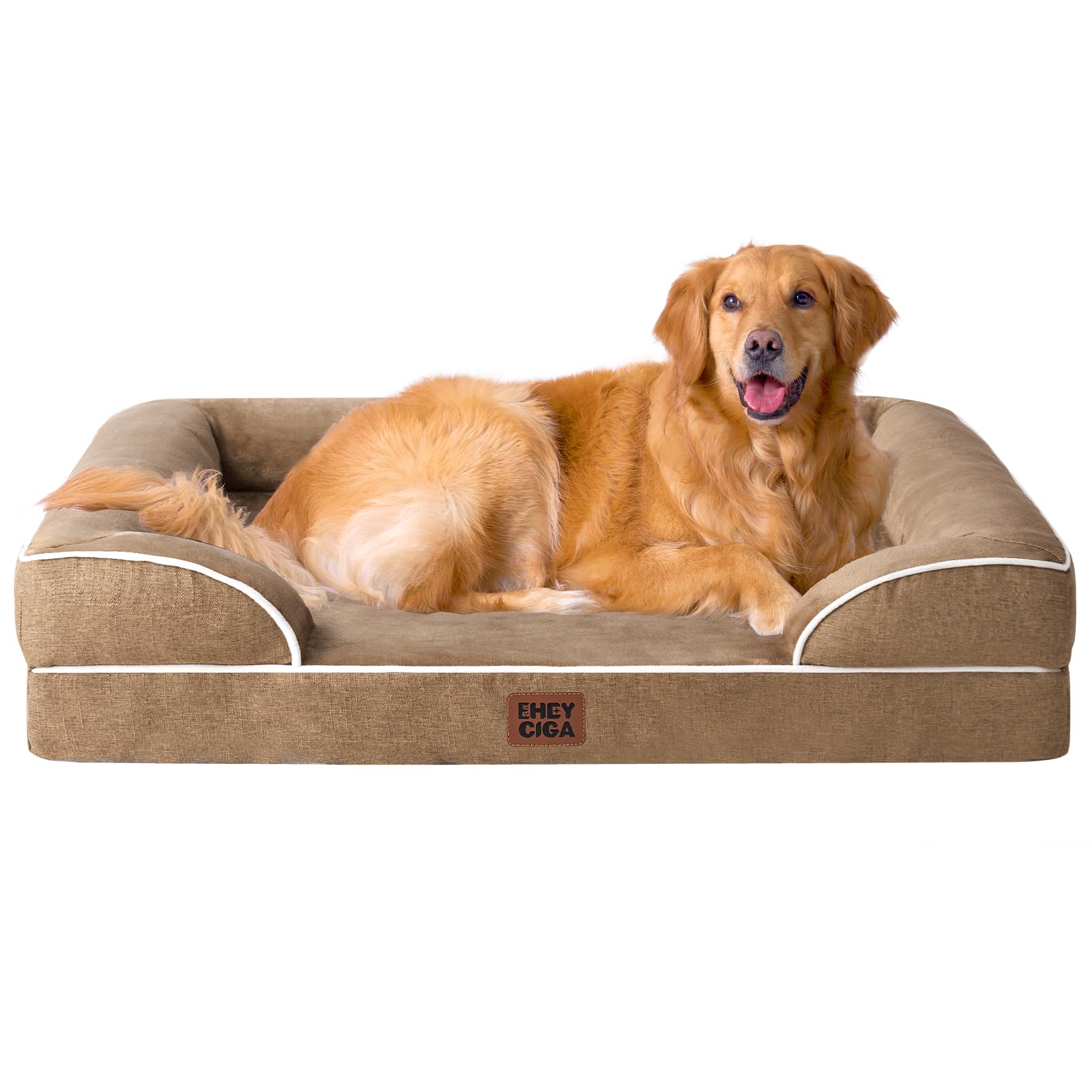 EHEYCIGA Orthopedic Dog Beds for Medium Large Extra Large Dogs, Waterproof Memory Foam XL Dog Bed with Sides, Egg-Crate Foam Couch Bed with Washable Removable Cover