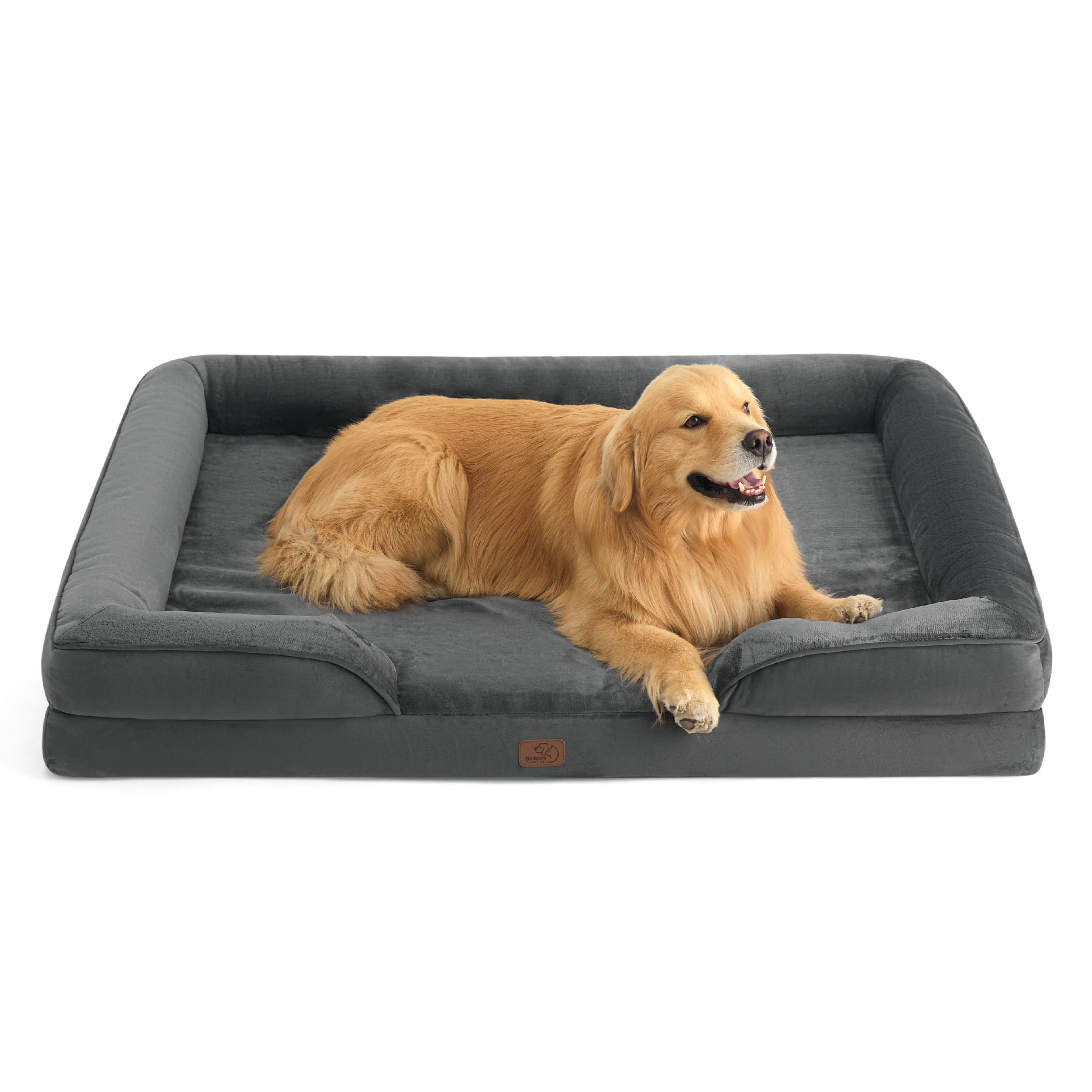Bedsure Orthopedic Dog Bed - Washable Bolster Dog Cat Sofa Beds, Supportive Foam Pet Couch Bed with Removable Washable Cover, Waterproof Lining and Nonskid Bottom