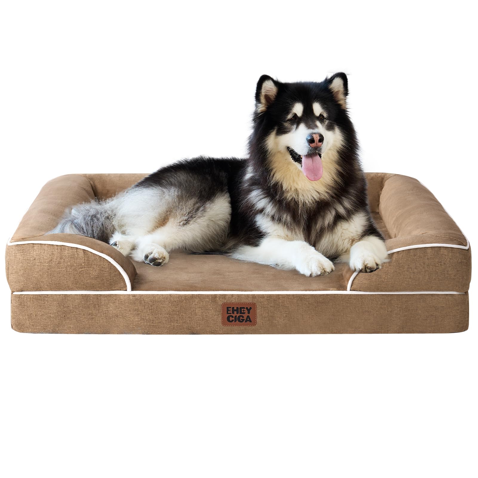 EHEYCIGA Orthopedic Dog Beds for Medium Large Extra Large Dogs, Waterproof Memory Foam XL Dog Bed with Sides, Egg-Crate Foam Couch Bed with Washable Removable Cover