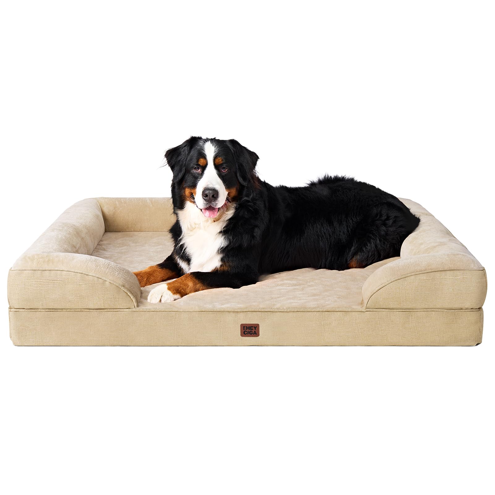 EHEYCIGA Orthopedic Dog Beds for Medium Large Extra Large Dogs, Waterproof Memory Foam XL Dog Bed with Sides, Egg-Crate Foam Couch Bed with Washable Removable Cover